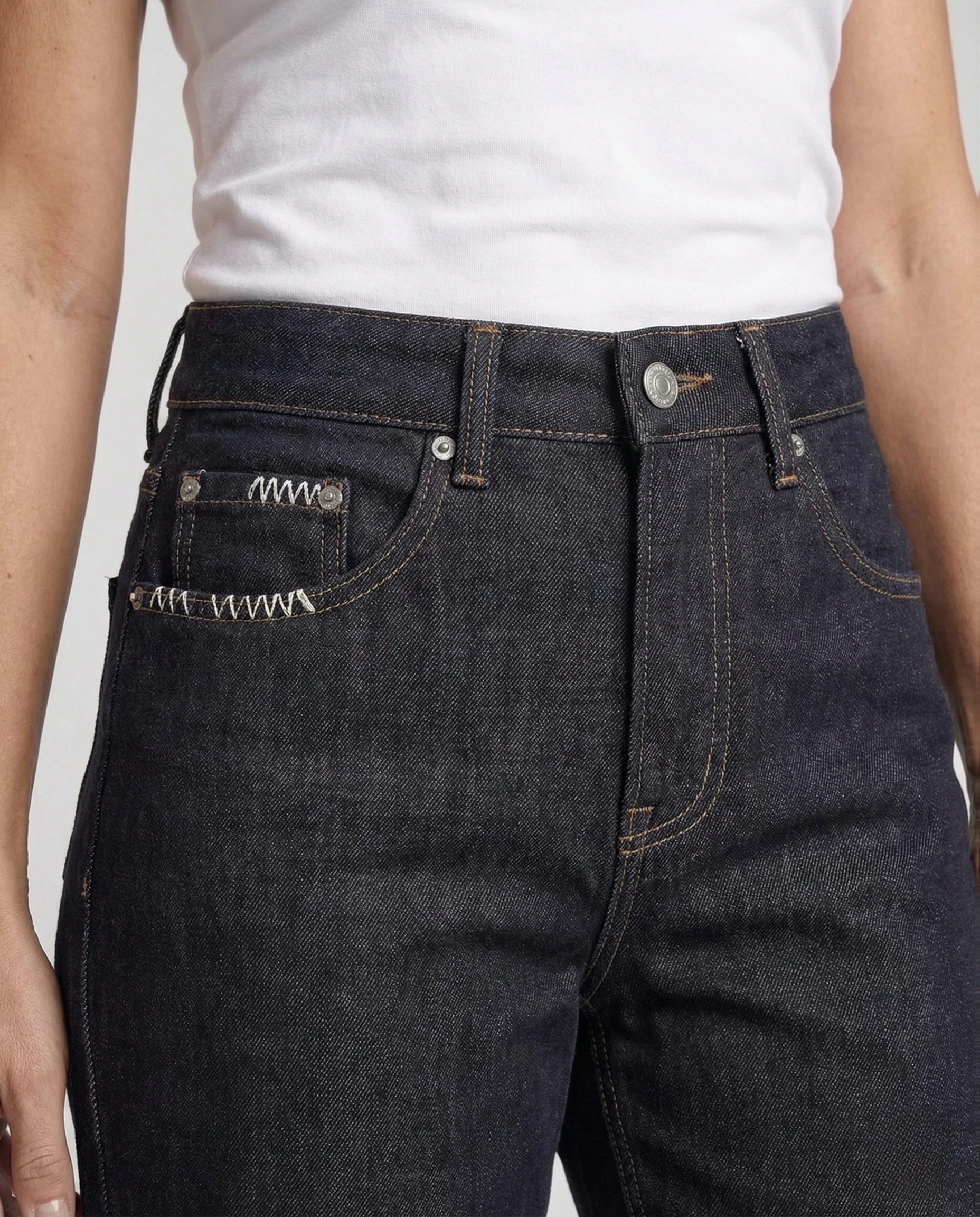 Damen Palazzo Jeans Unverwaschen - Image 3