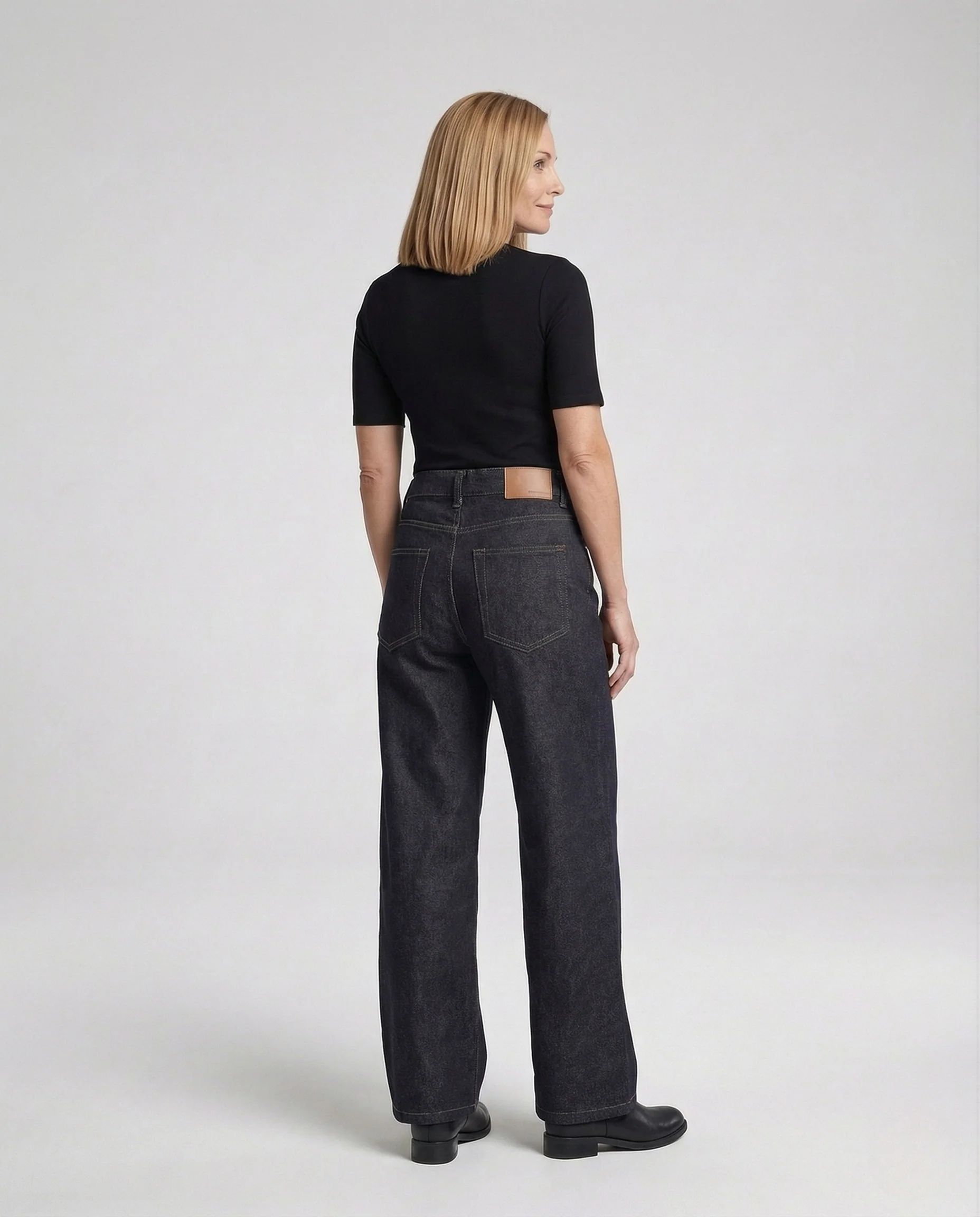 Damen Palazzo Jeans Unverwaschen - Image 4