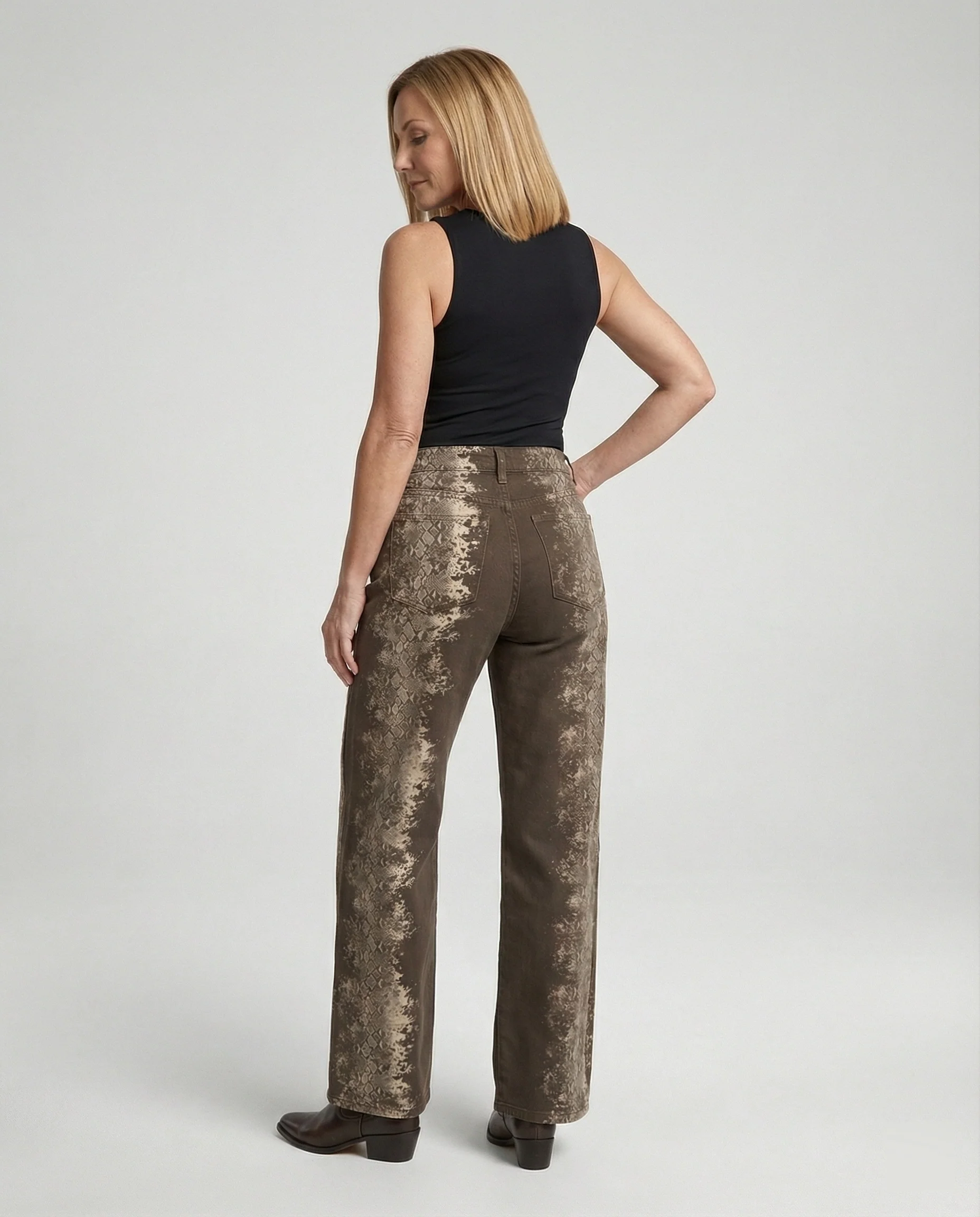 Damen Jeans weit High Waist Print - Image 3