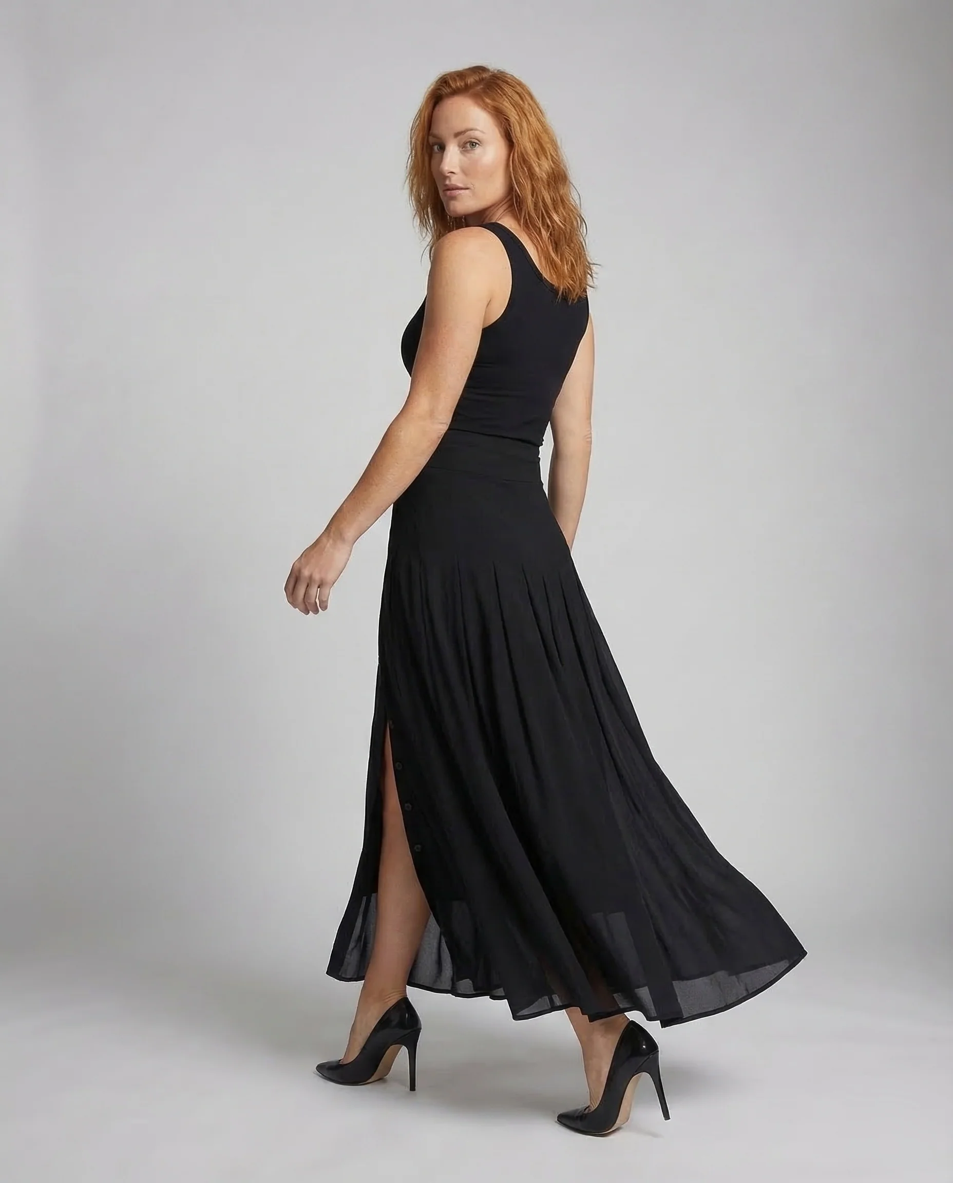 Damen Maxirock A Linie Plissee - Image 4
