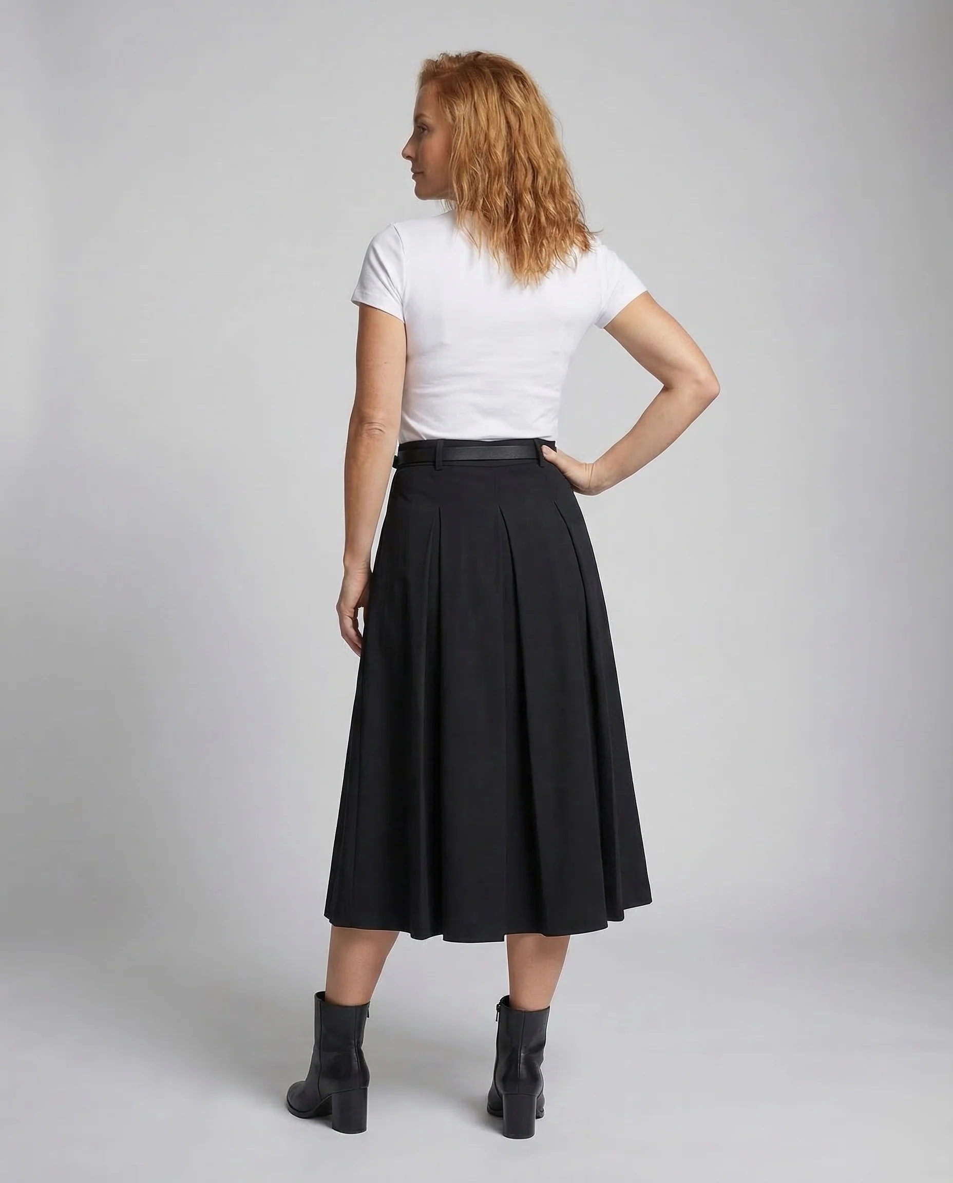 Damen Maxirock Kellerfalten Gürtel - Image 4