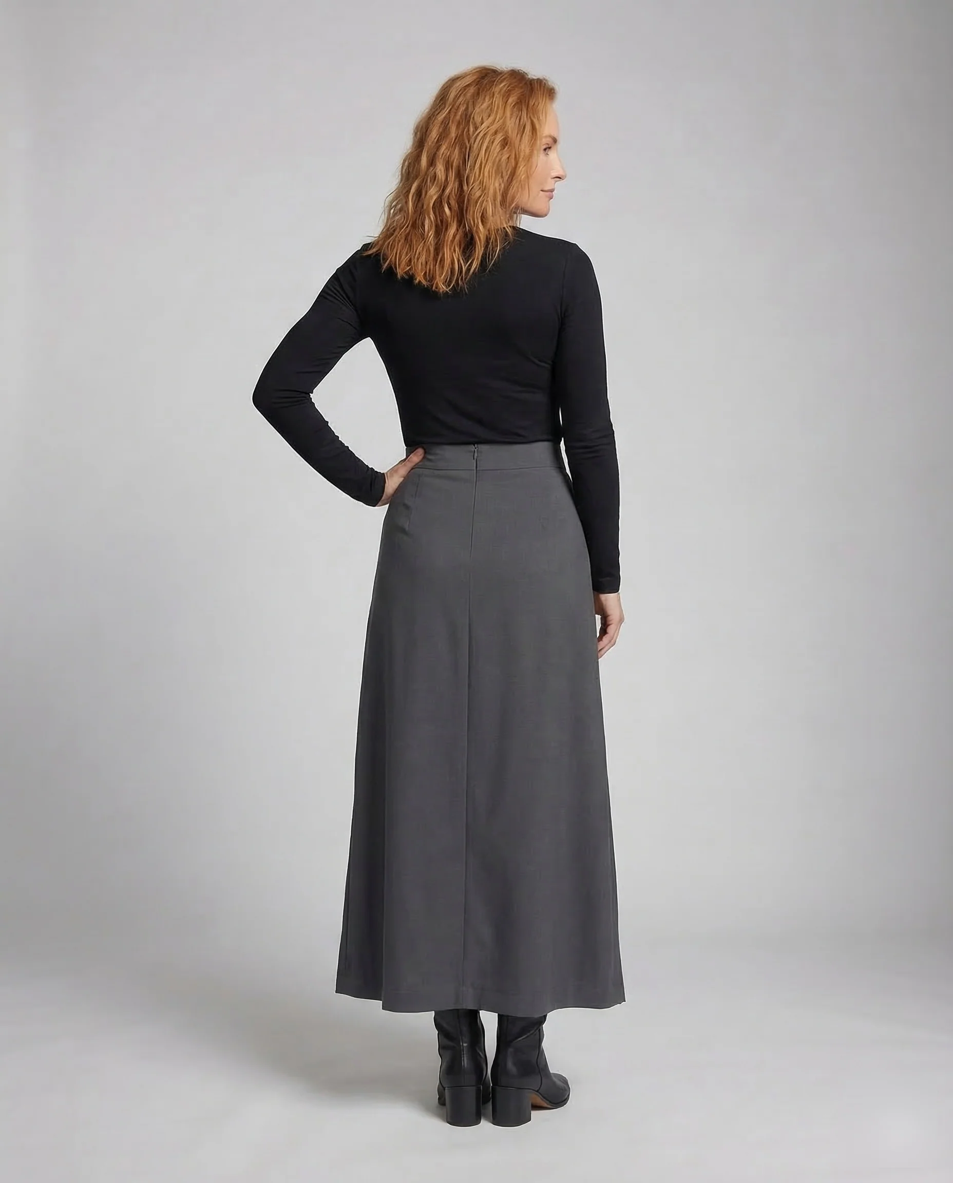 Damen Midirock Plissee Schlitz - Image 4