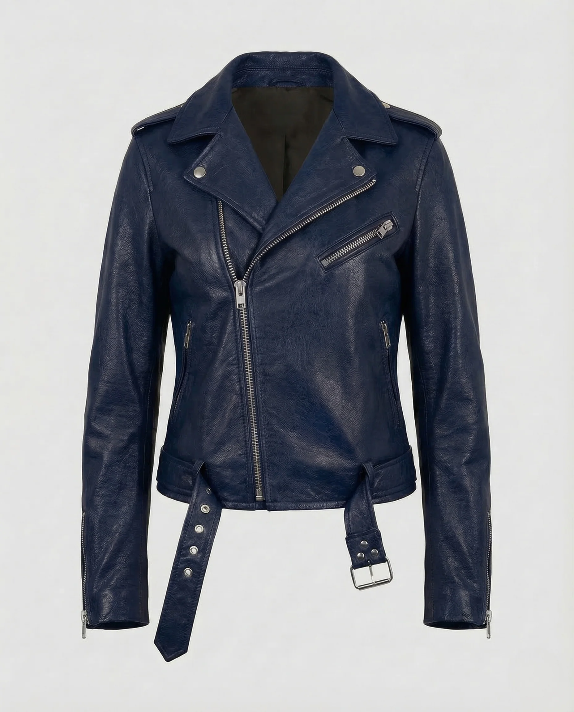 Damen Leder Bikerjacke Tailliert - Image 7