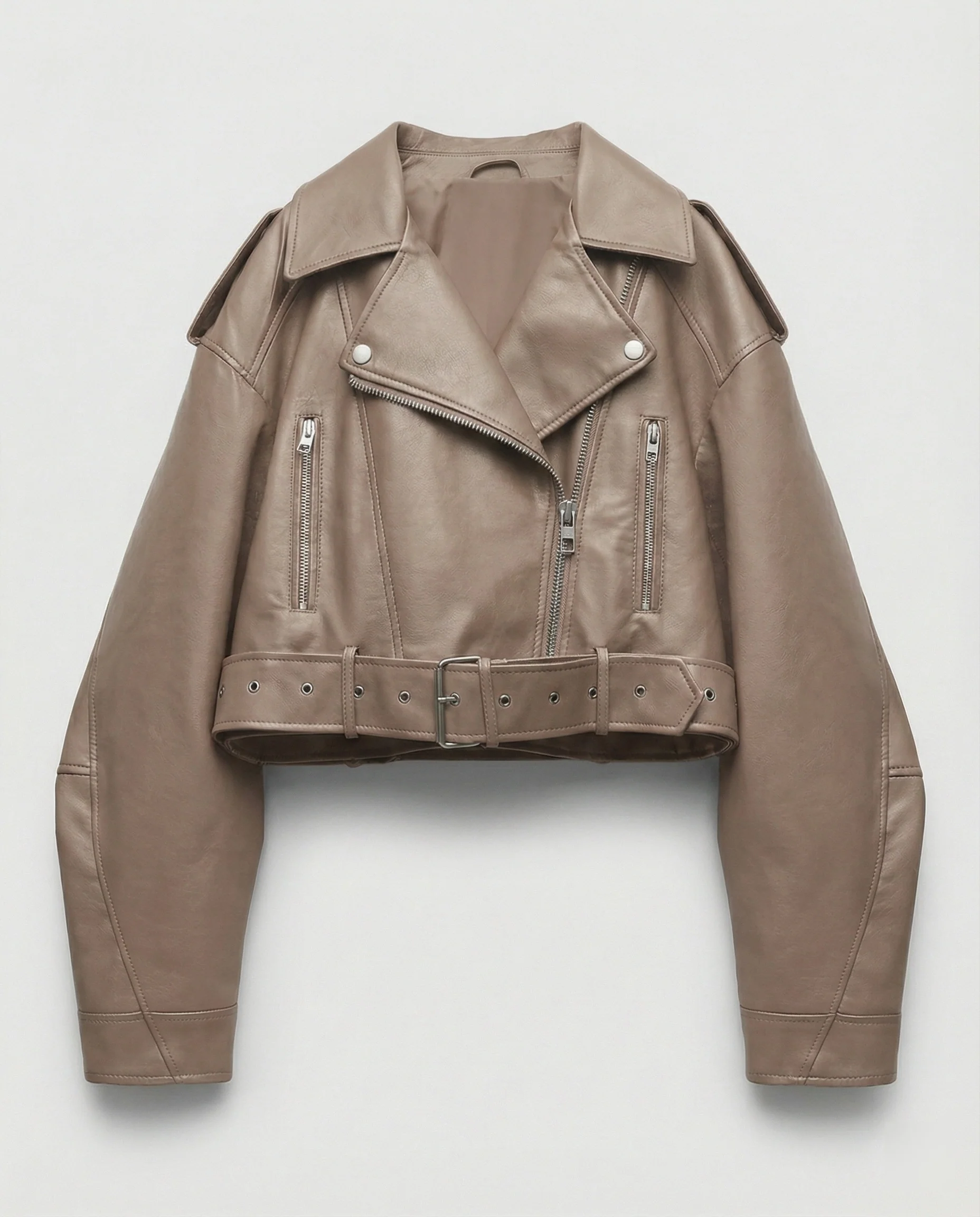 Damen Lederjacke Schwarz mit Gürtel - Image 6