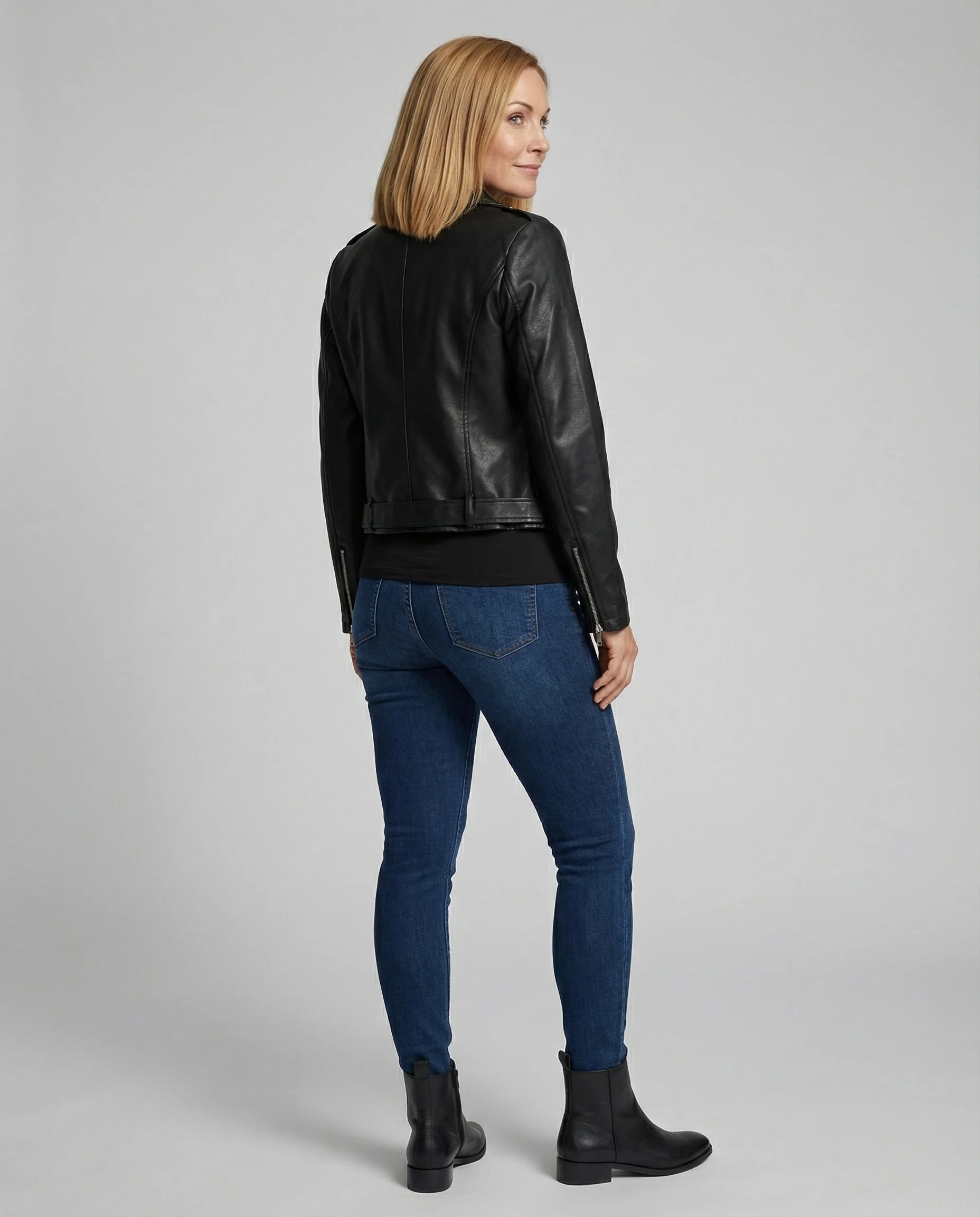 Freizeitkleidung Damen Bikerjacke Kunstleder - Image 2