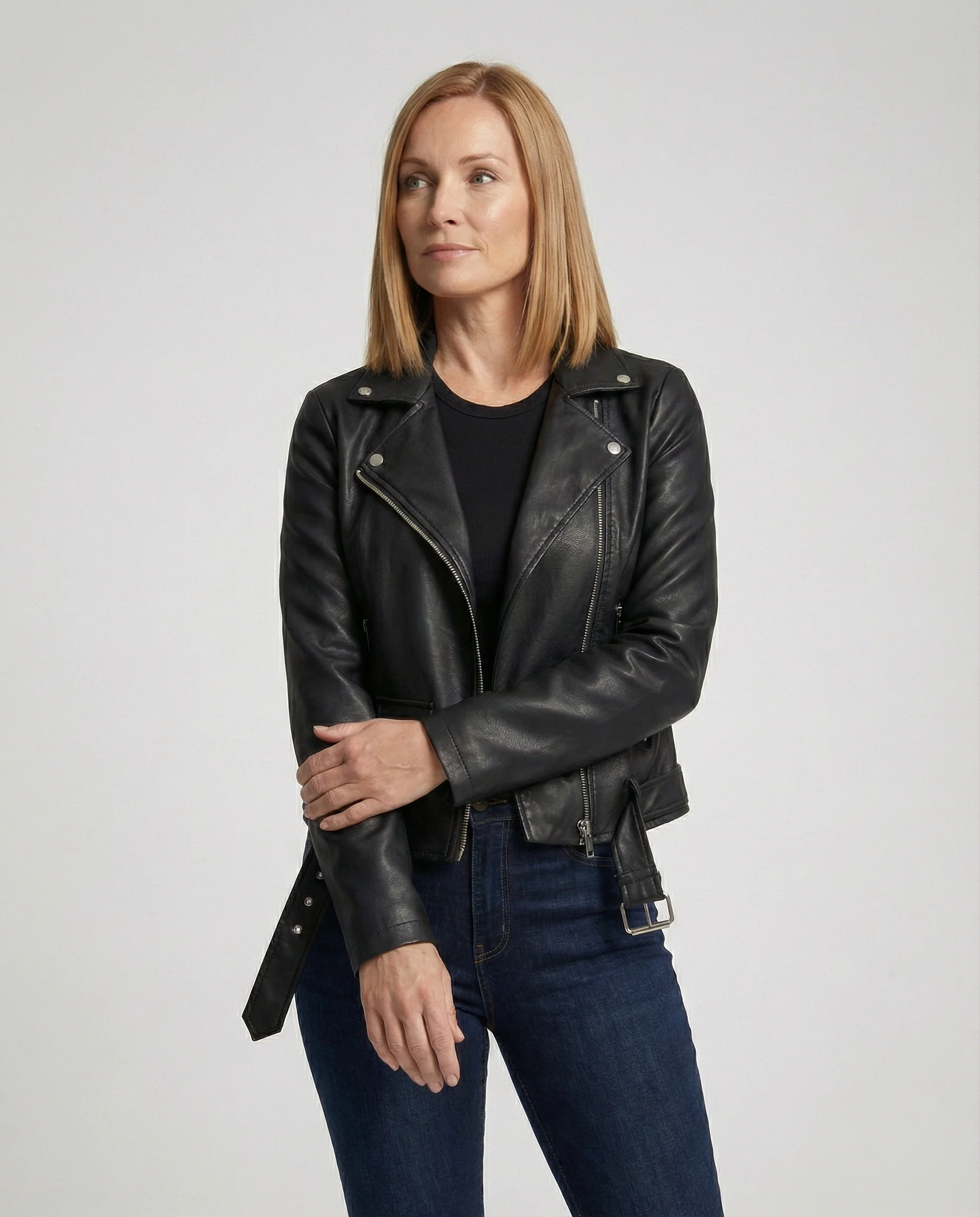 Freizeitkleidung Damen Bikerjacke Kunstleder - Image 5