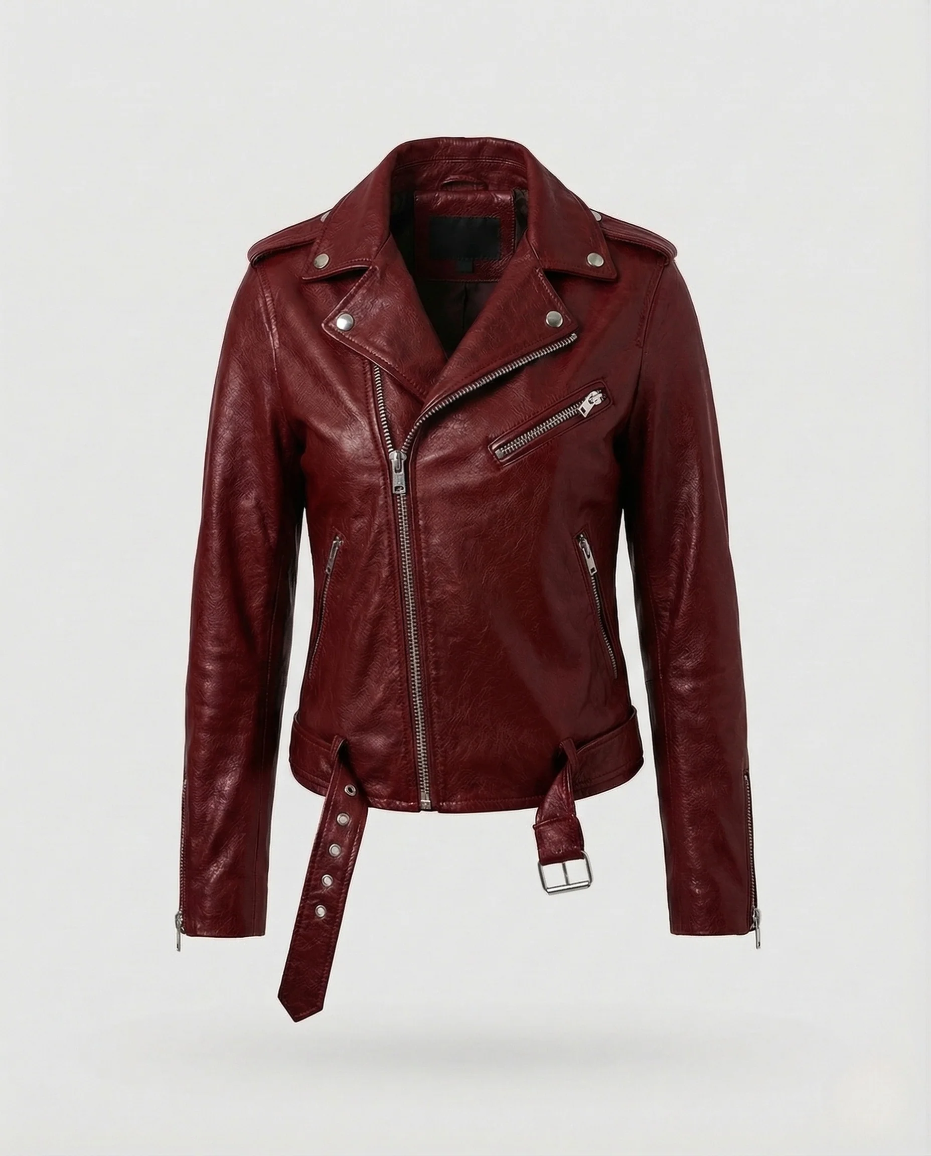 Damen Bikerjacke Kunstleder Tailliert Asymmetrischer Reißverschluss - Image 8