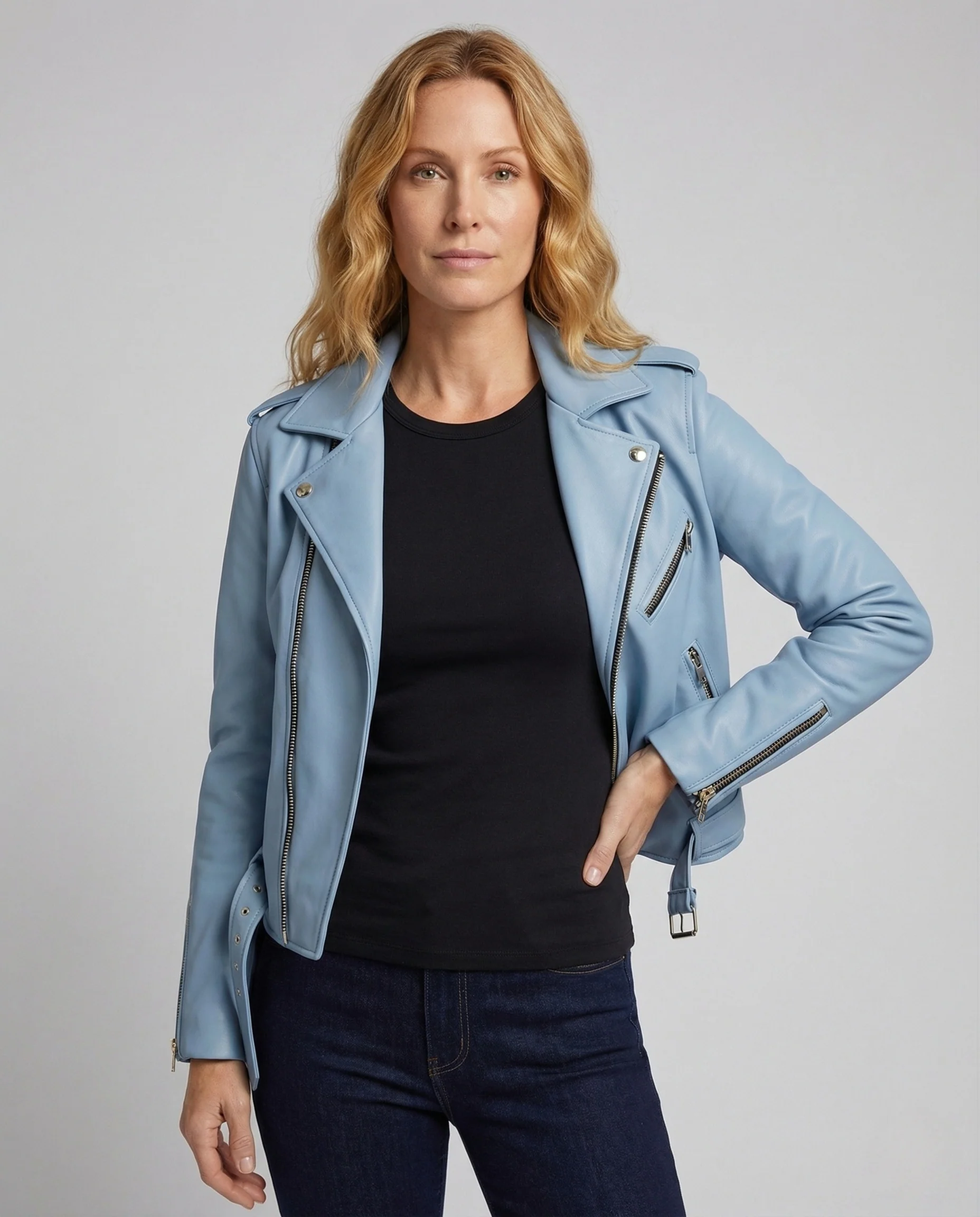 Damen Bikerjacke mit Taillengürtel - Image 2