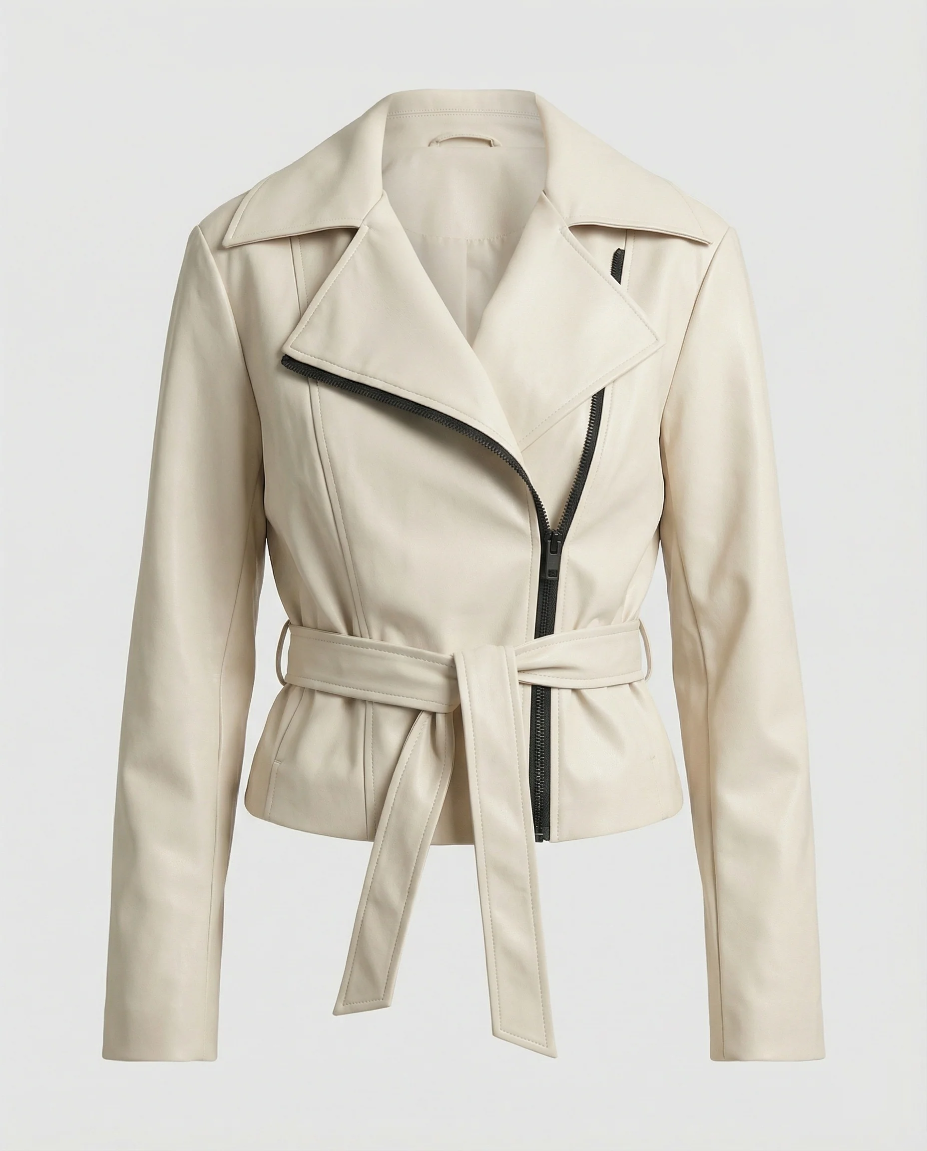 Damen Lederjacke Schwarz tailliert - Image 5