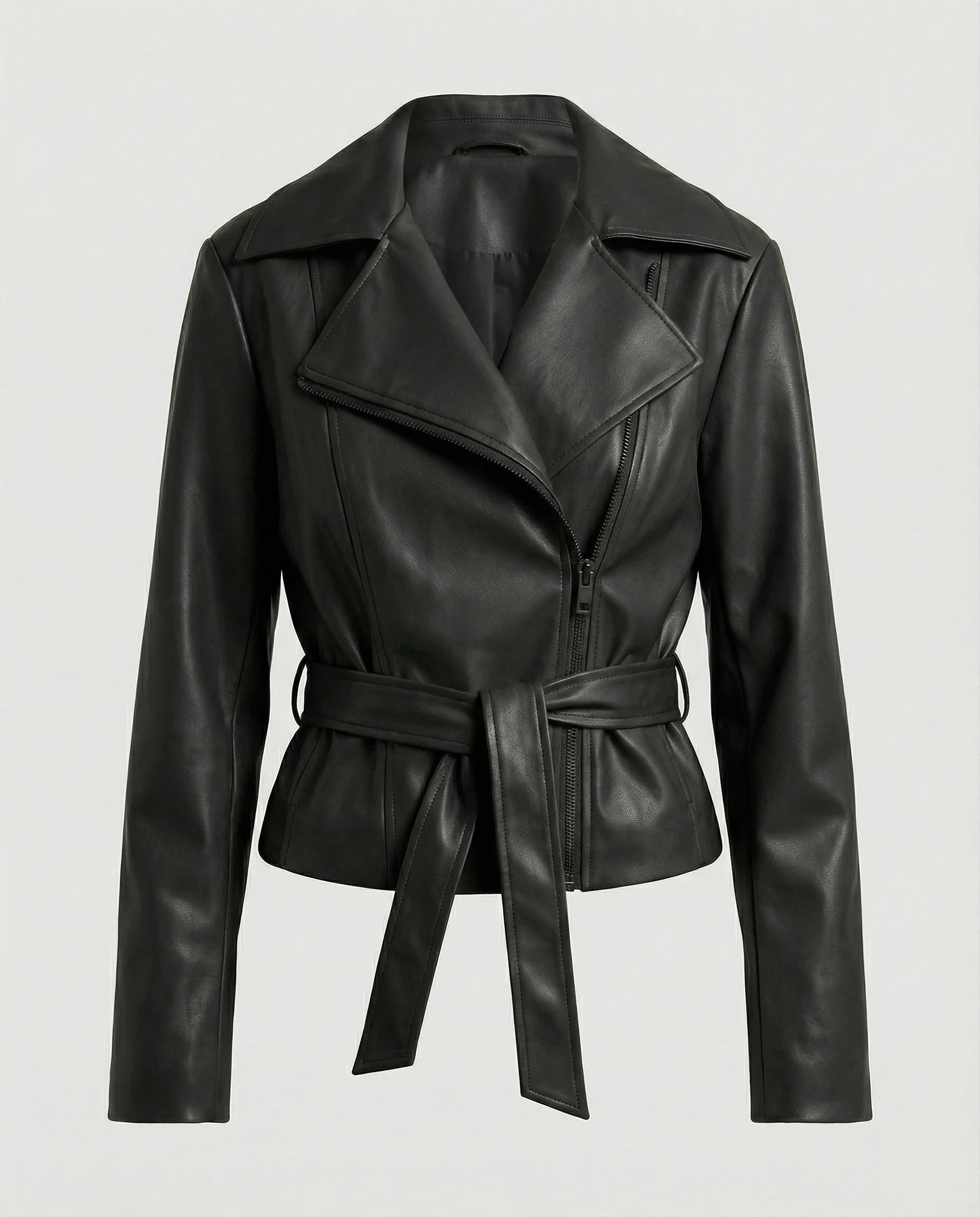 Damen Lederjacke Schwarz tailliert - Image 6