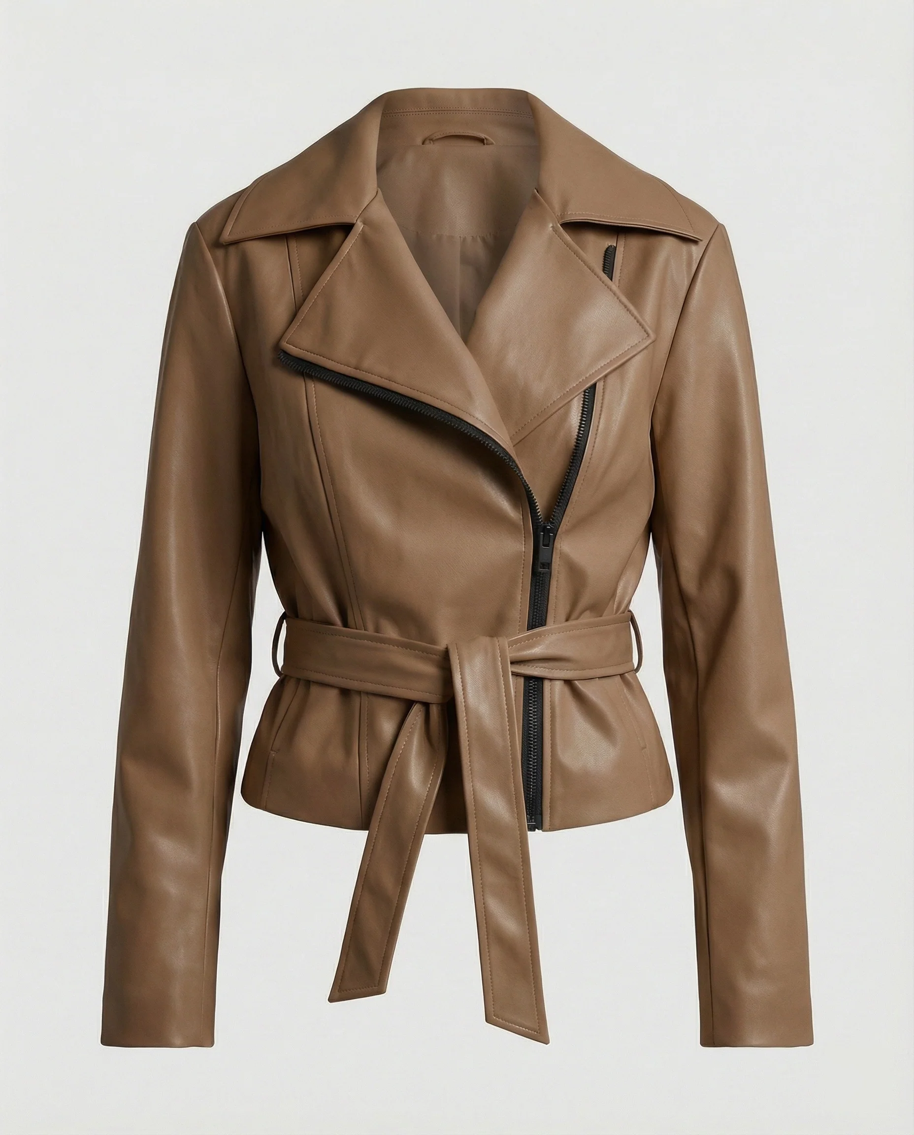 Damen Lederjacke Schwarz tailliert - Image 7