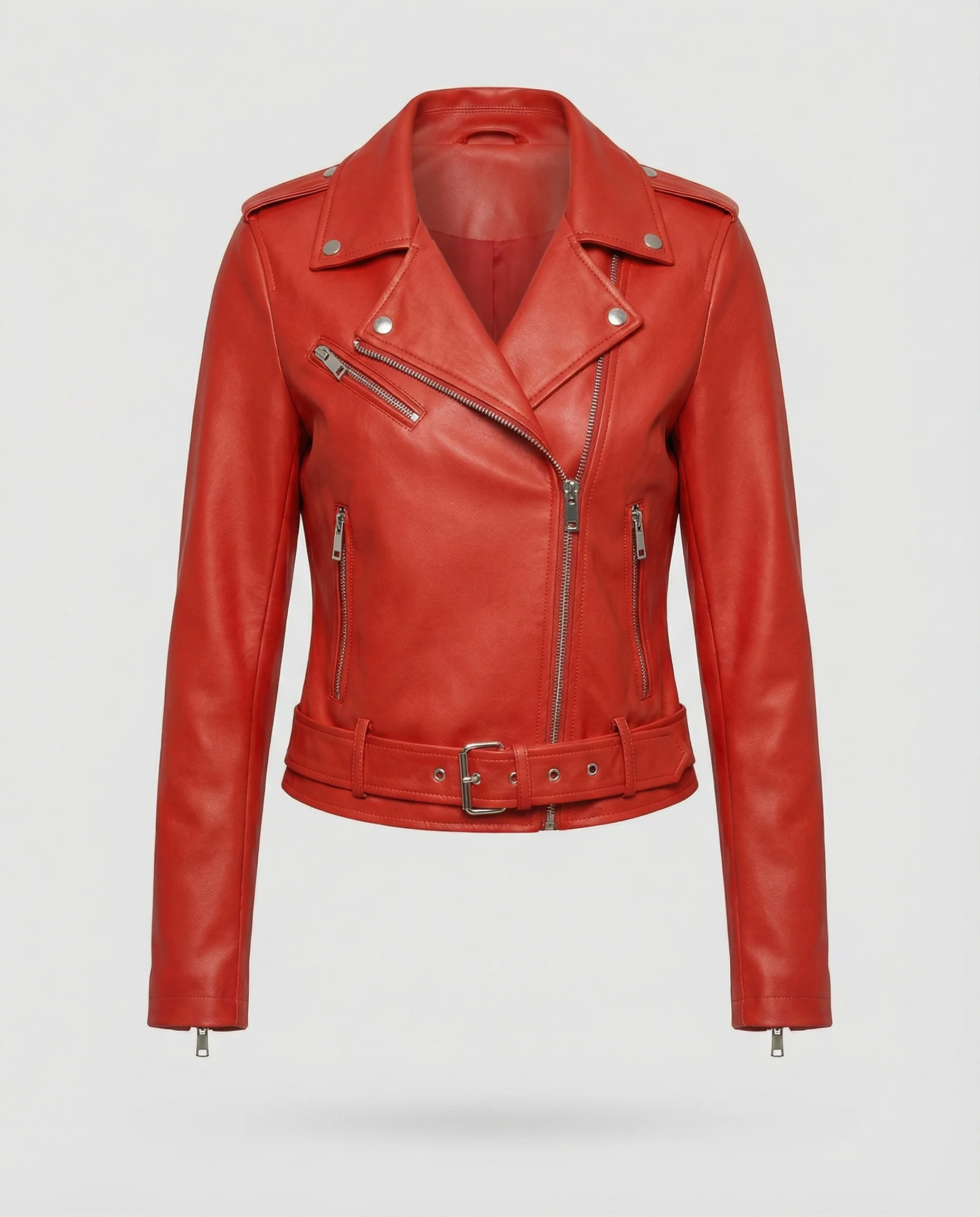 Damen Lederjacke Schwarz Echtleder Look - Image 6