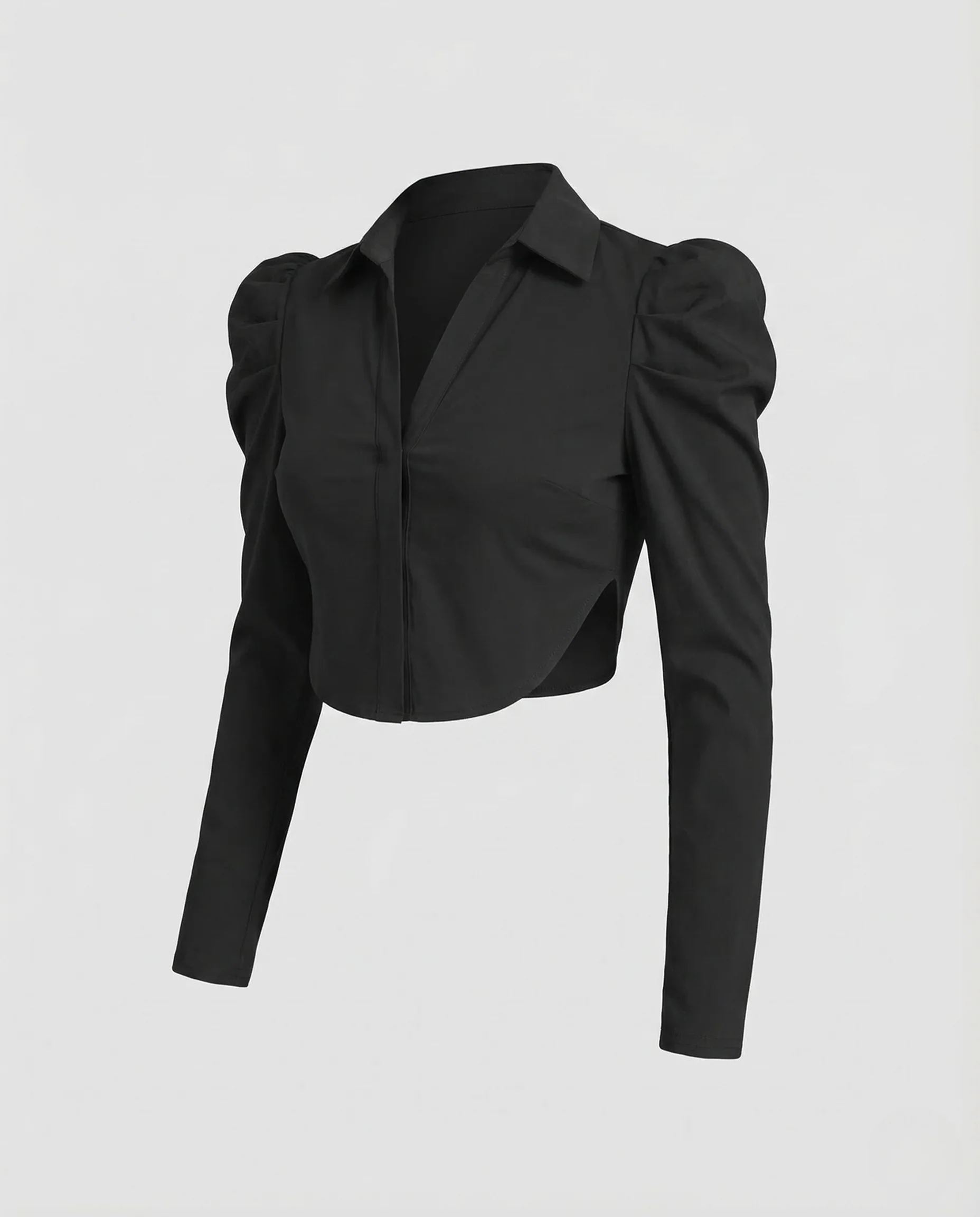 Damen Cropbluse Cut Out Puffärmel - Image 5