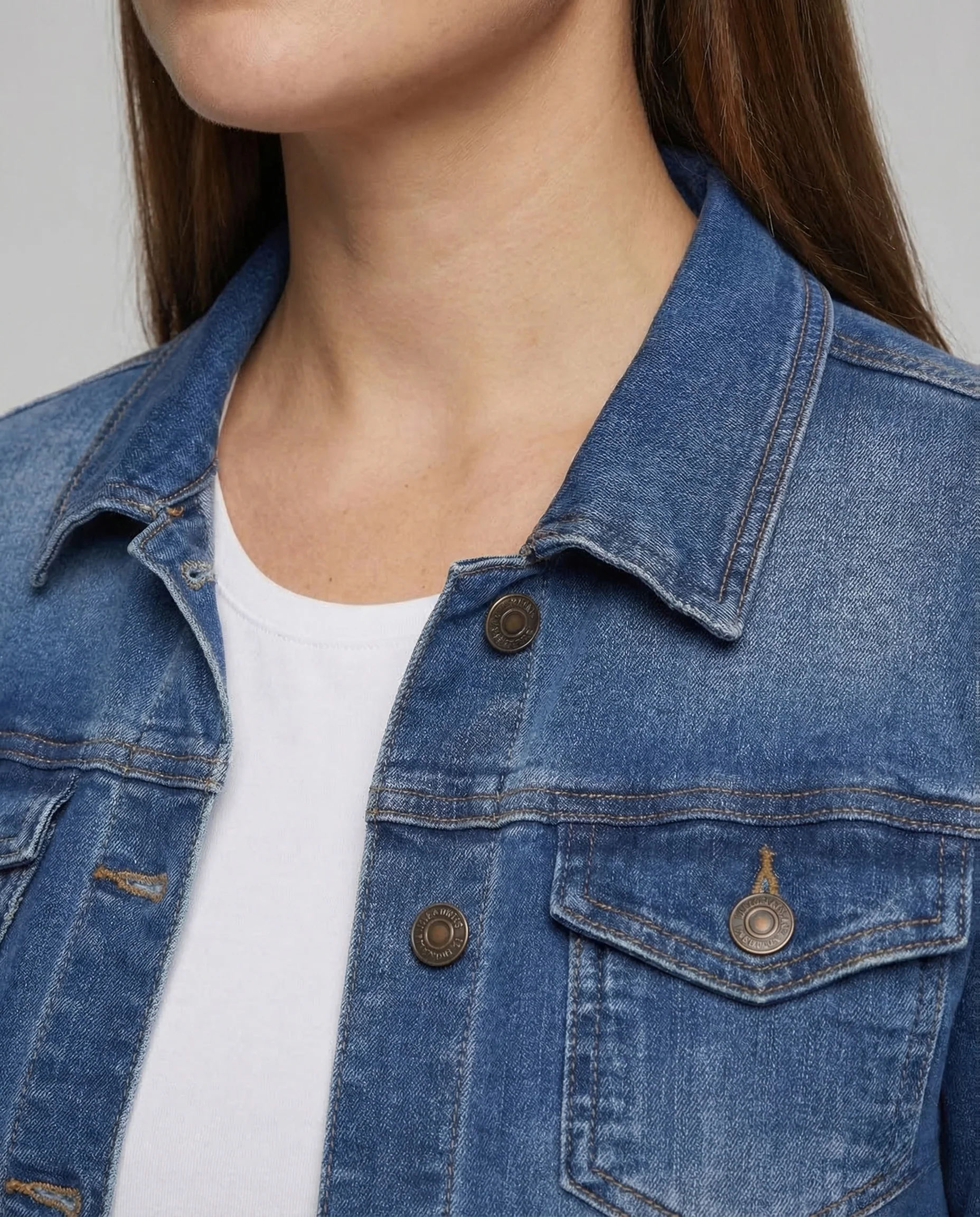 Damen Jeansjacke Tailliert Elastisch - Image 3