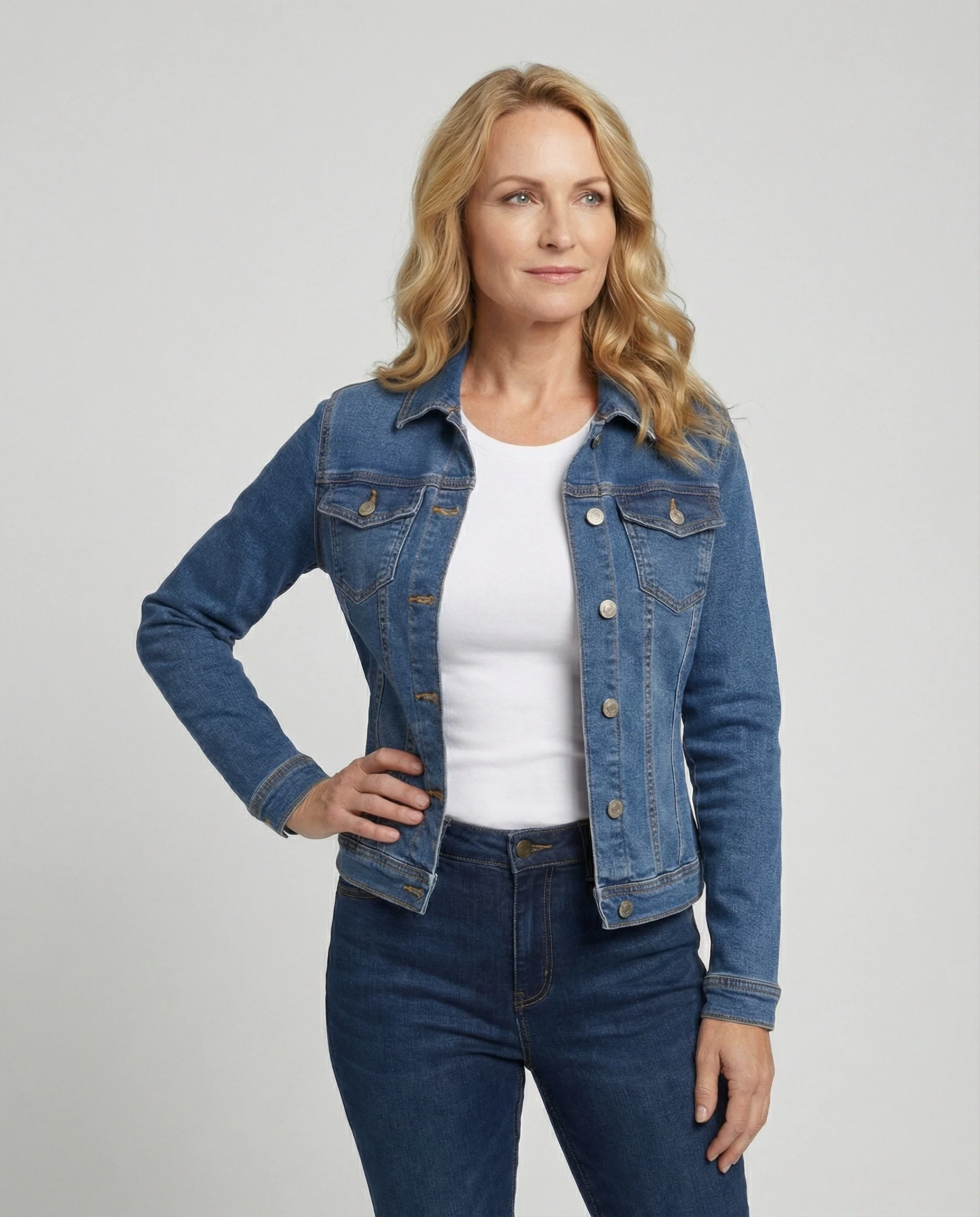 Damen Jeansjacke tailliert elastisch
