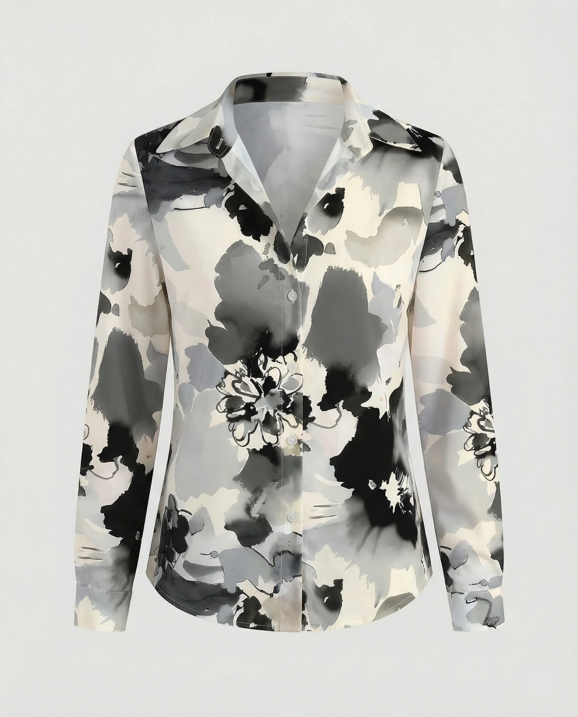 Hemdbluse Seidenoptik Damen Floral - Image 11