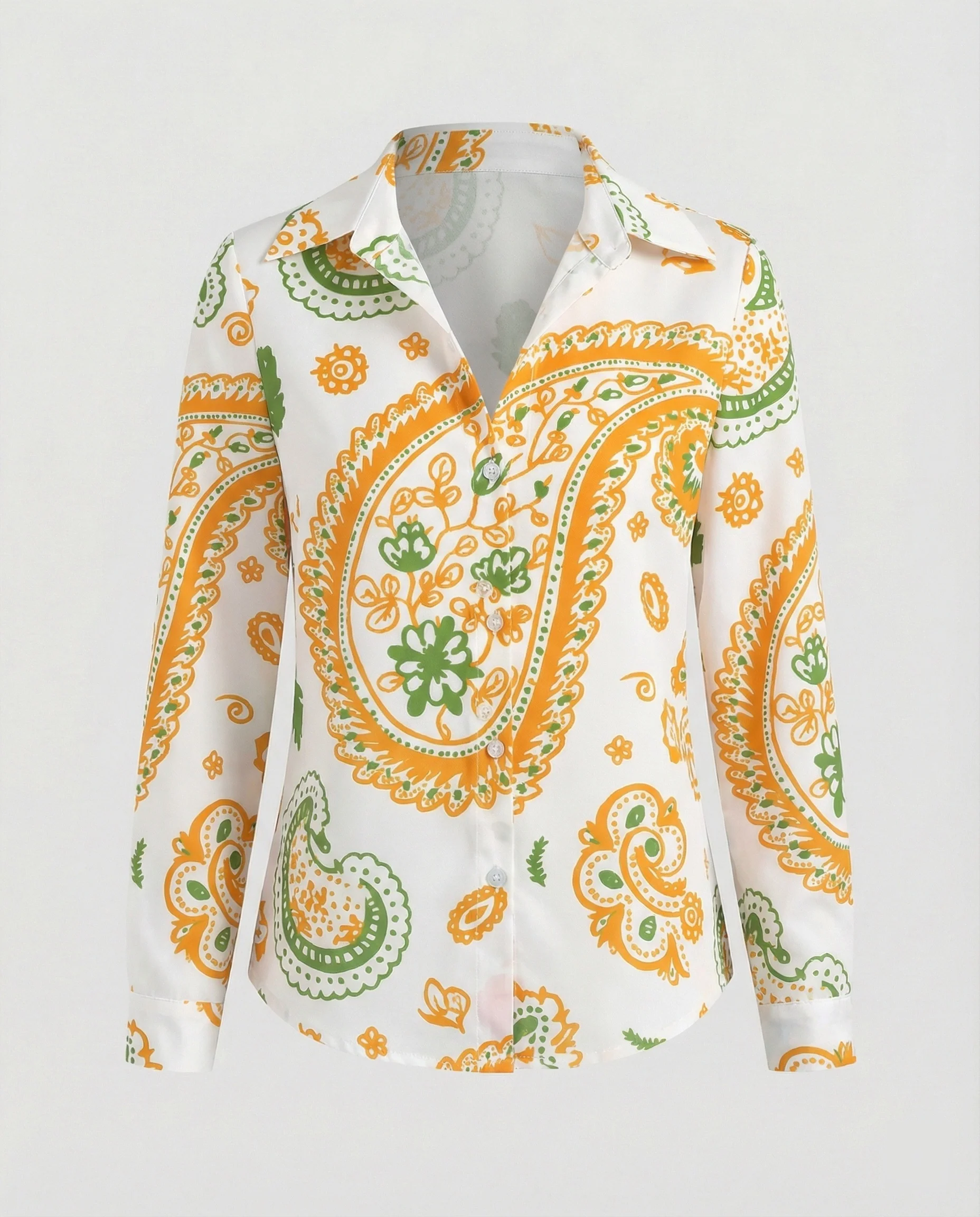 Hemdbluse Seidenoptik Damen Floral - Image 13