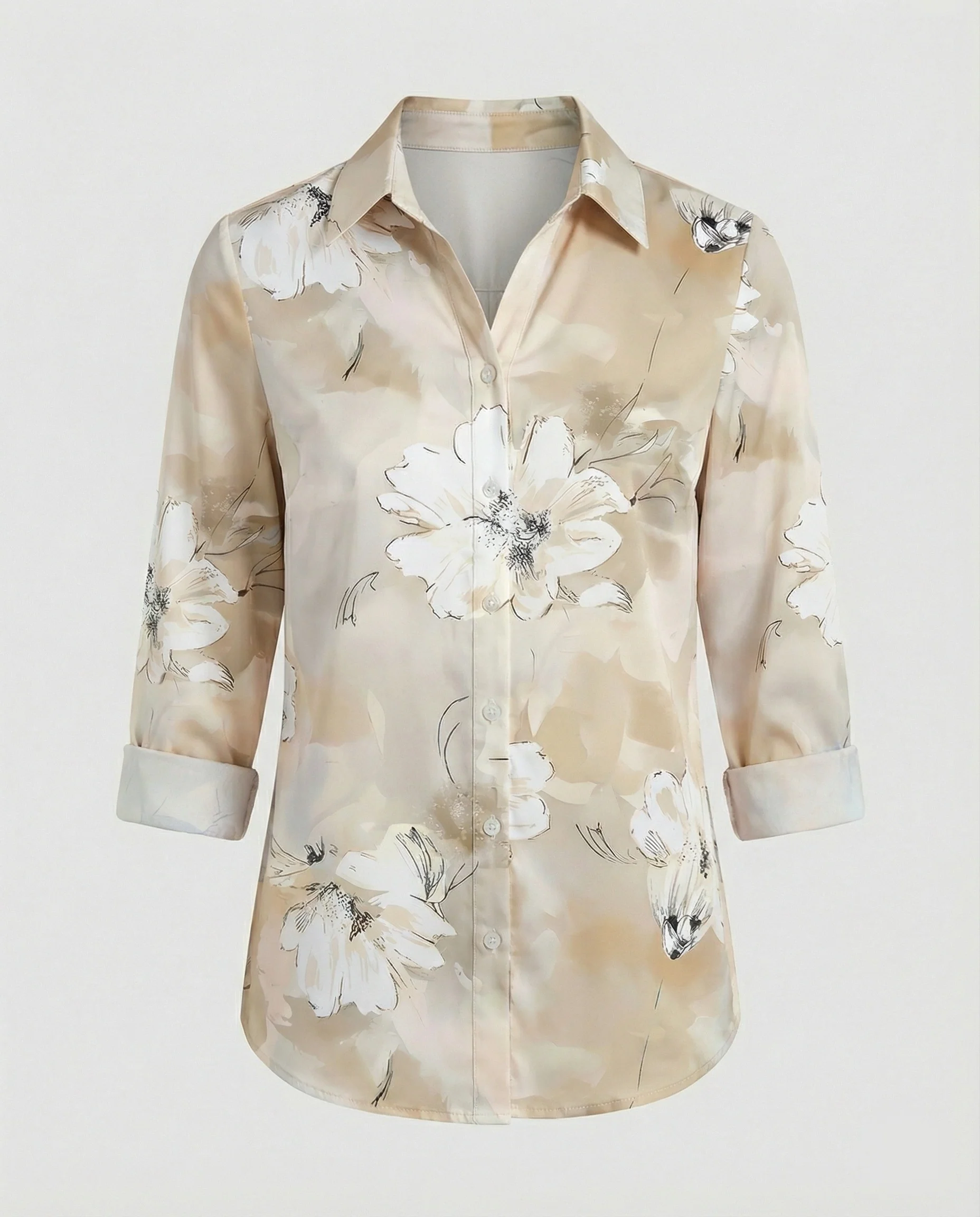 Hemdbluse Seidenoptik Damen Floral - Image 19