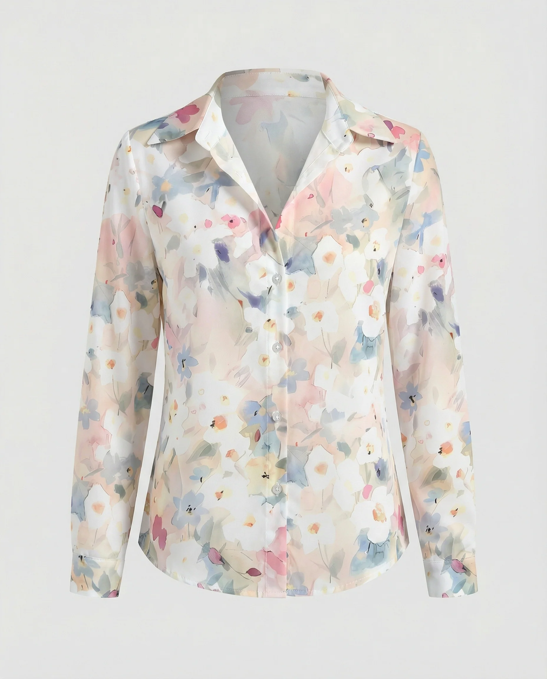 Hemdbluse Seidenoptik Damen Floral - Image 3