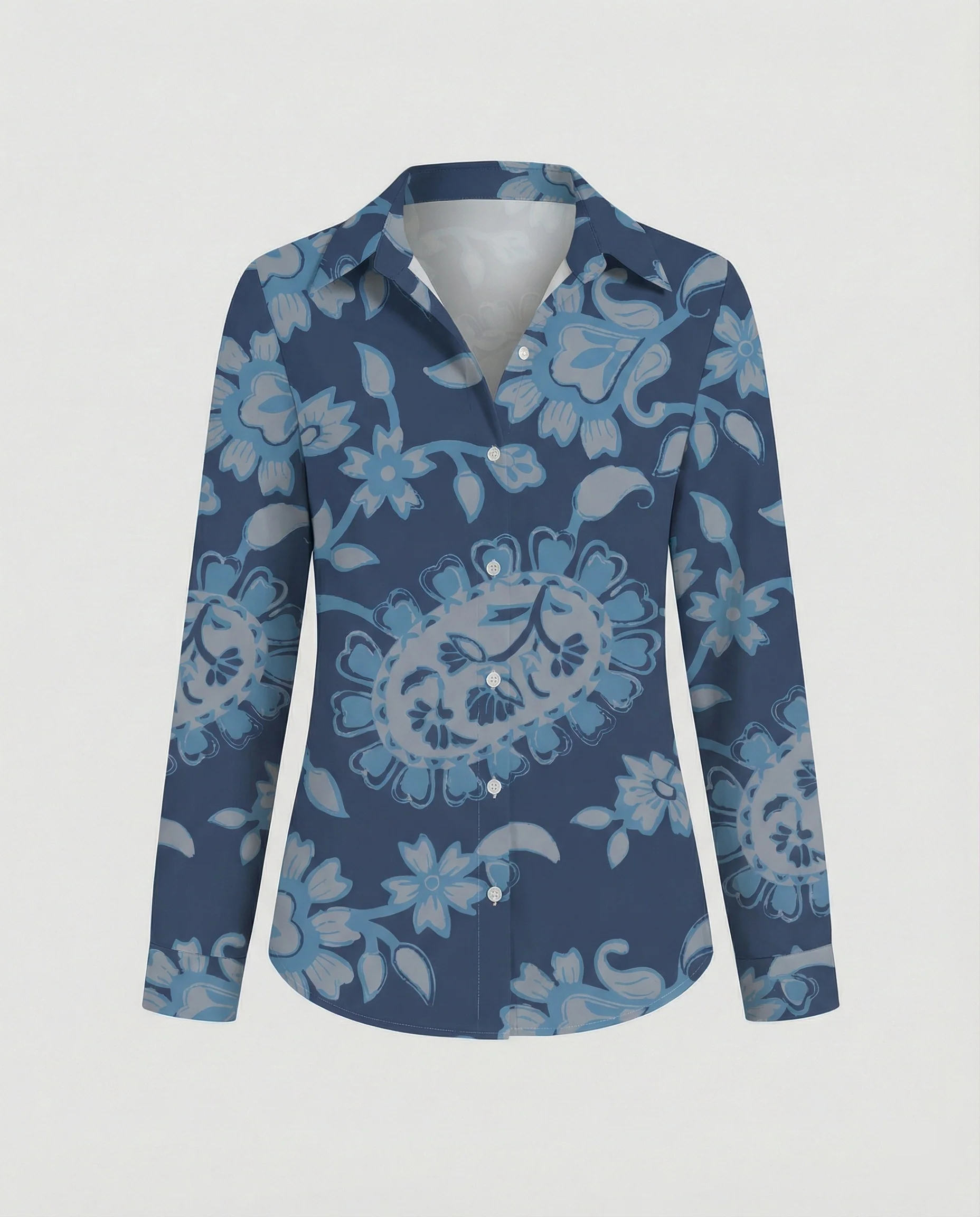 Hemdbluse Seidenoptik Damen Floral - Image 30