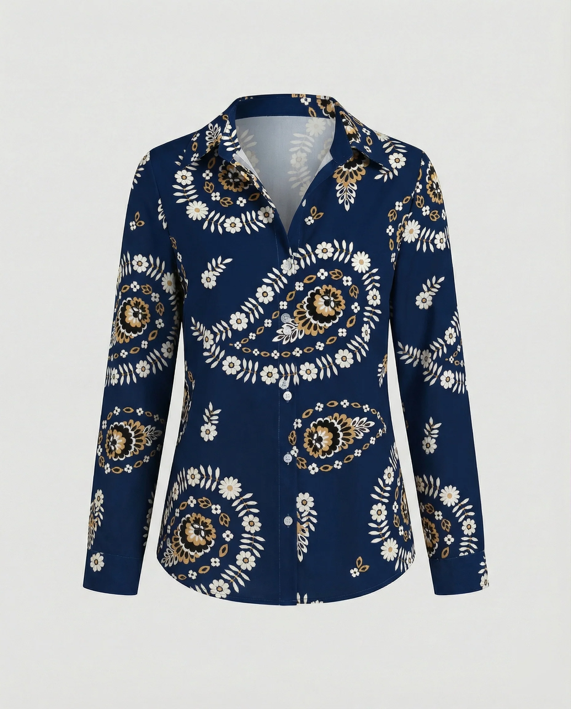 Hemdbluse Seidenoptik Damen Floral - Image 31