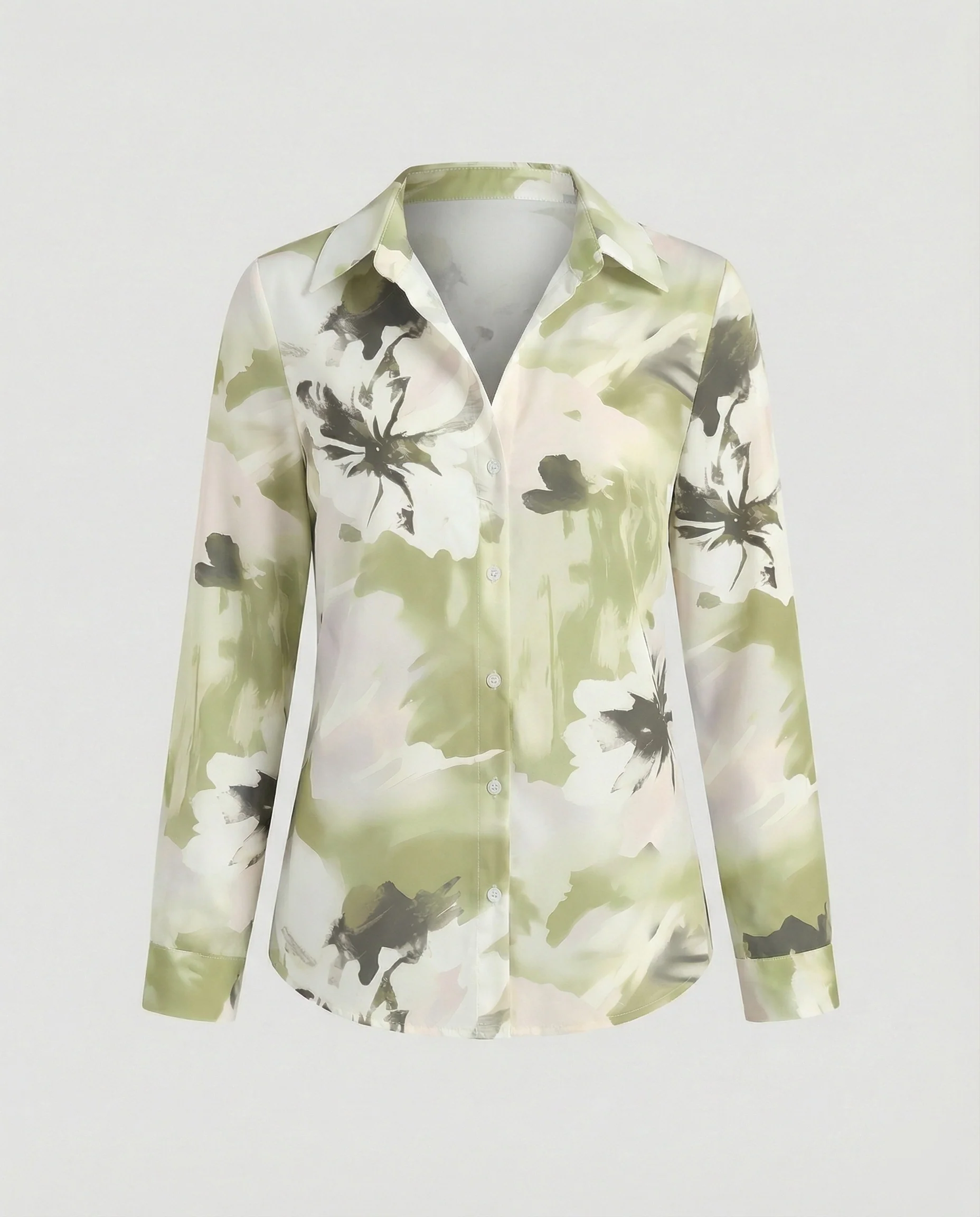 Hemdbluse Seidenoptik Damen Floral - Image 32