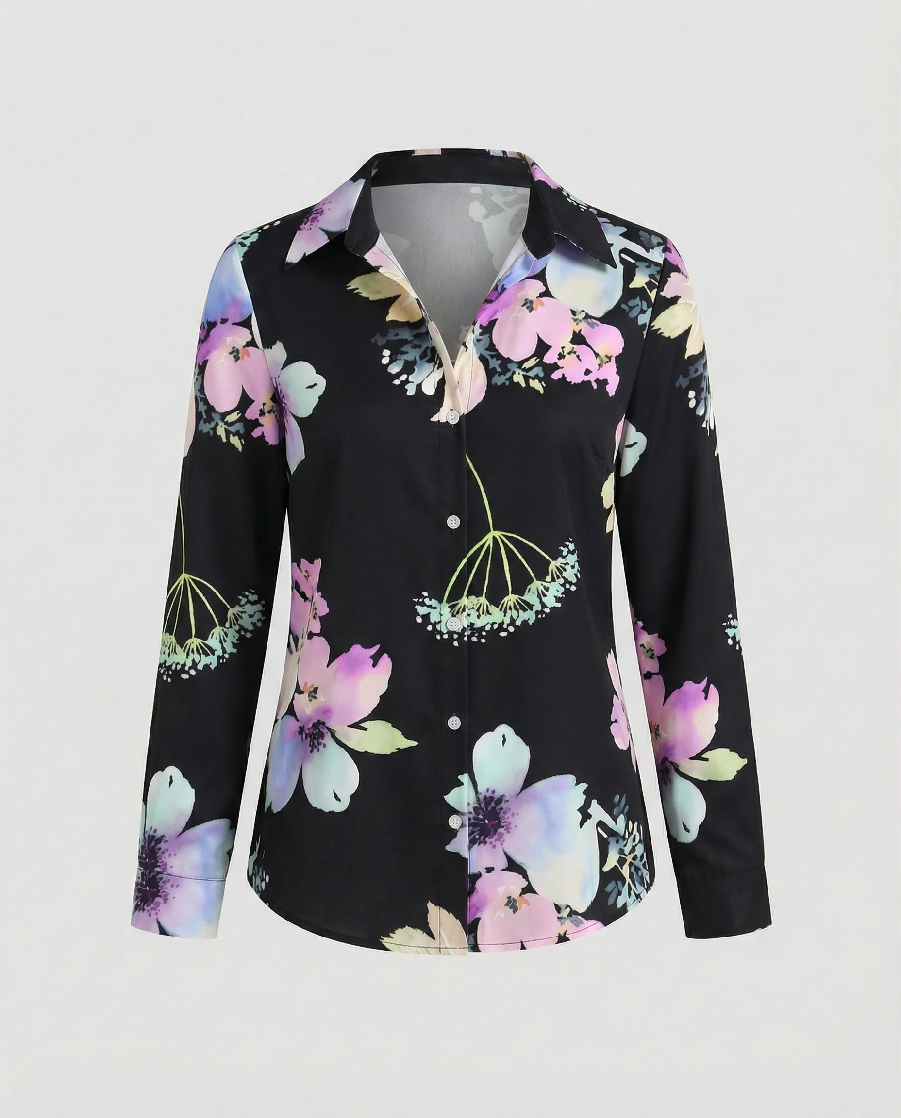 Hemdbluse Seidenoptik Damen Floral - Image 36