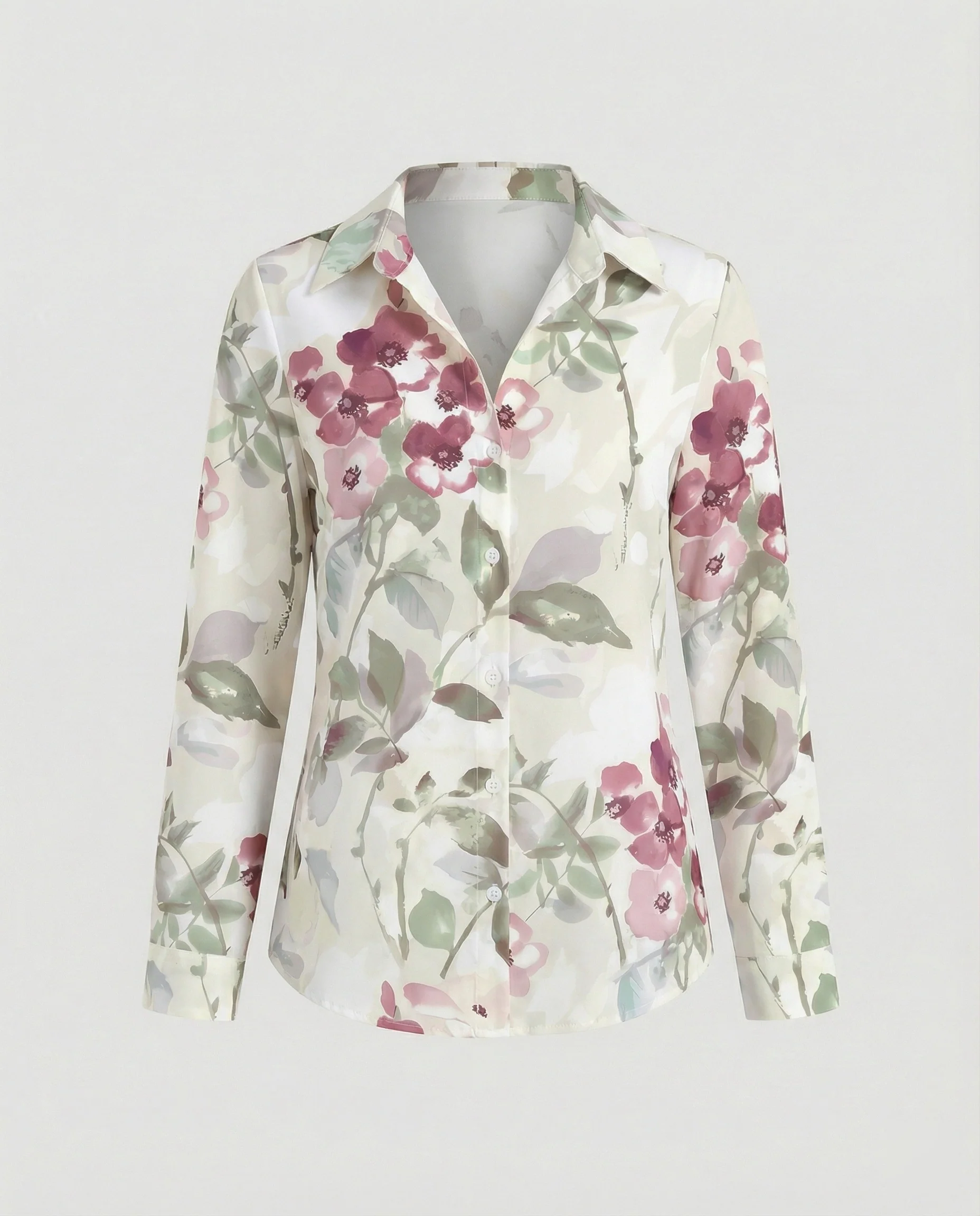 Hemdbluse Seidenoptik Damen Floral - Image 38