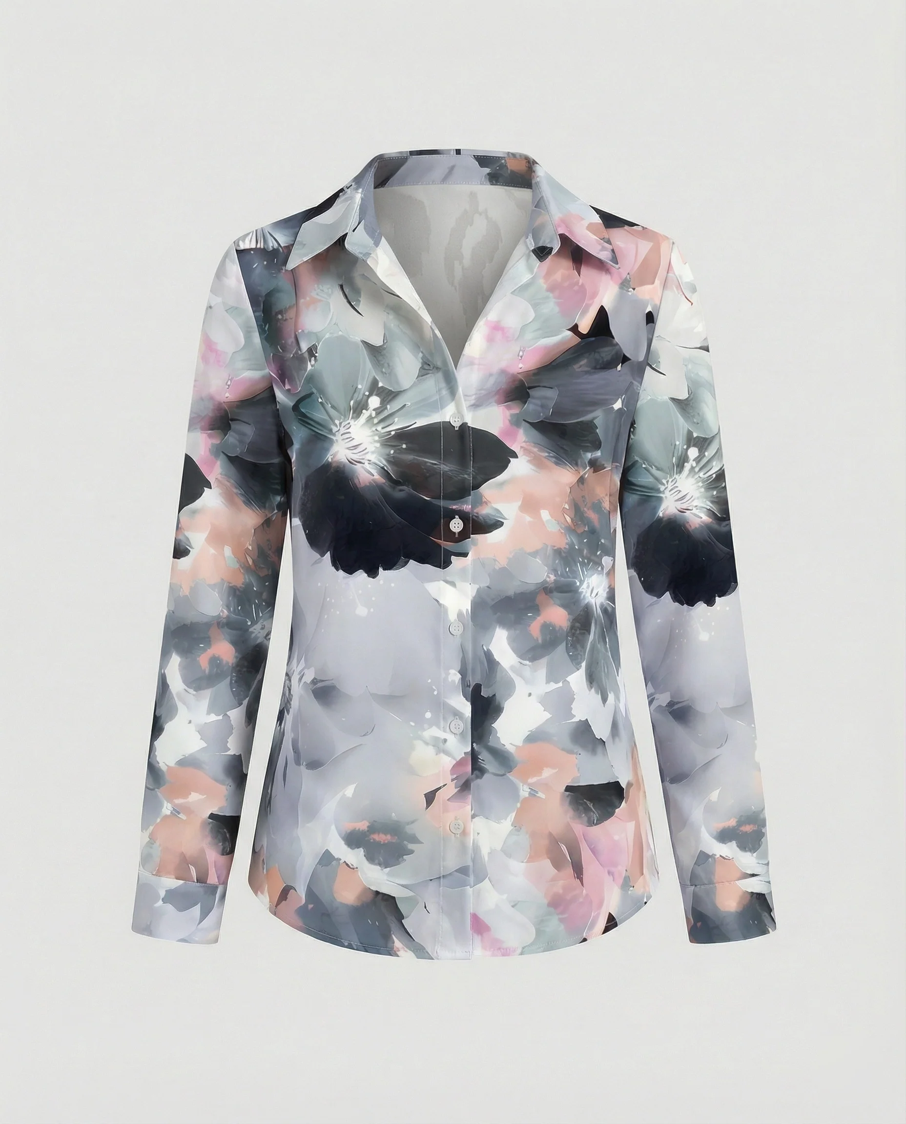 Hemdbluse Seidenoptik Damen Floral - Image 39