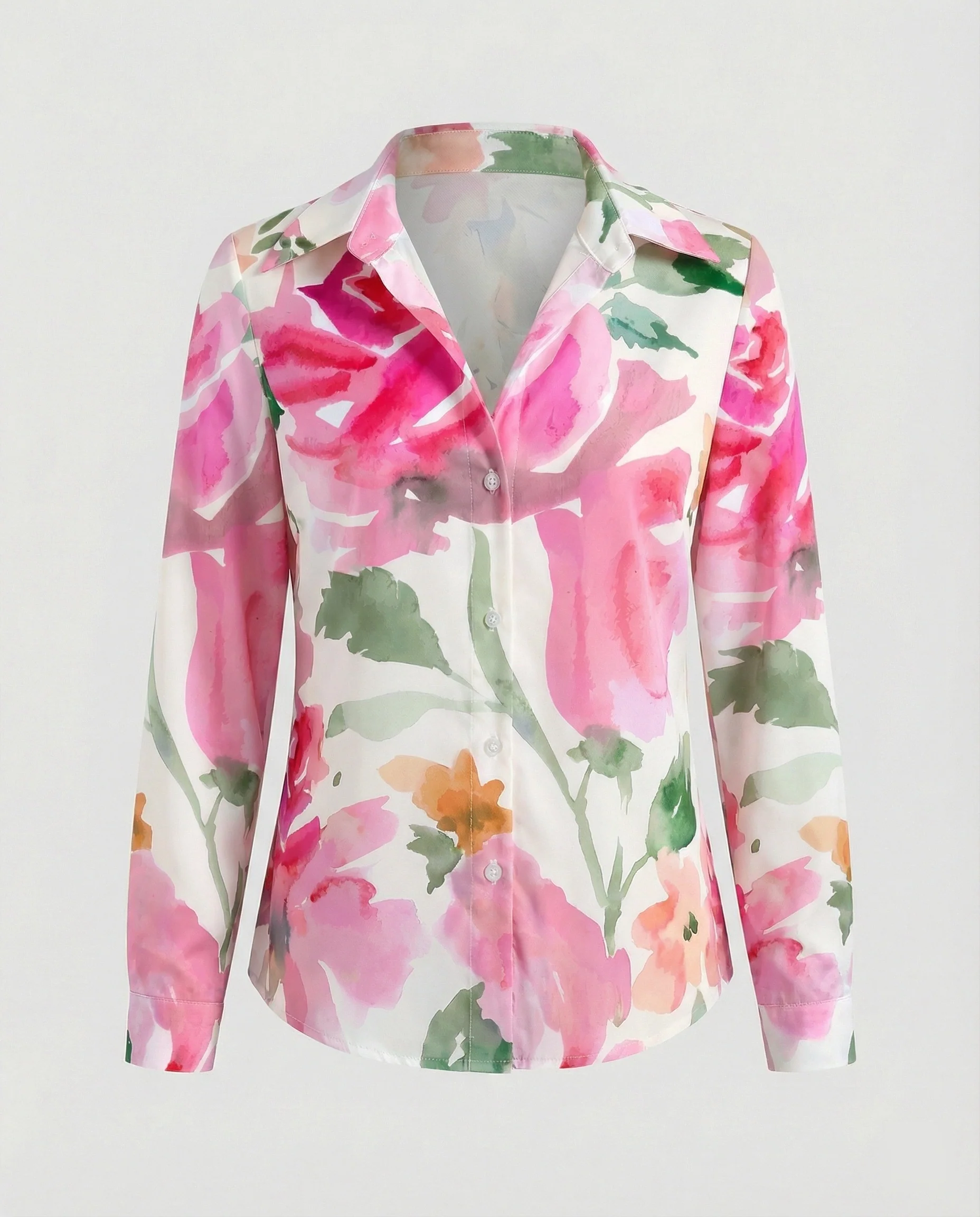 Hemdbluse Seidenoptik Damen Floral - Image 5