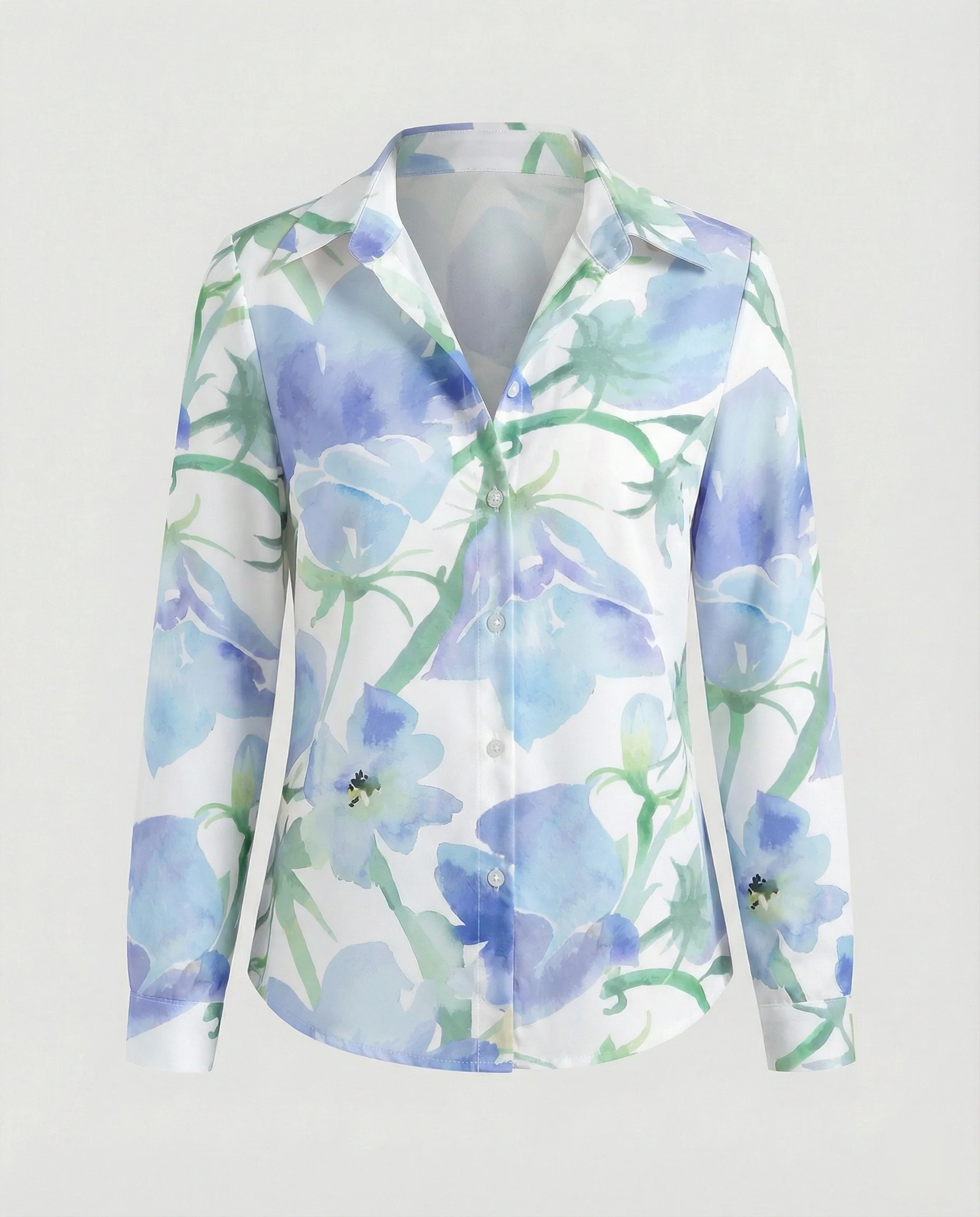 Hemdbluse Seidenoptik Damen Floral - Image 6