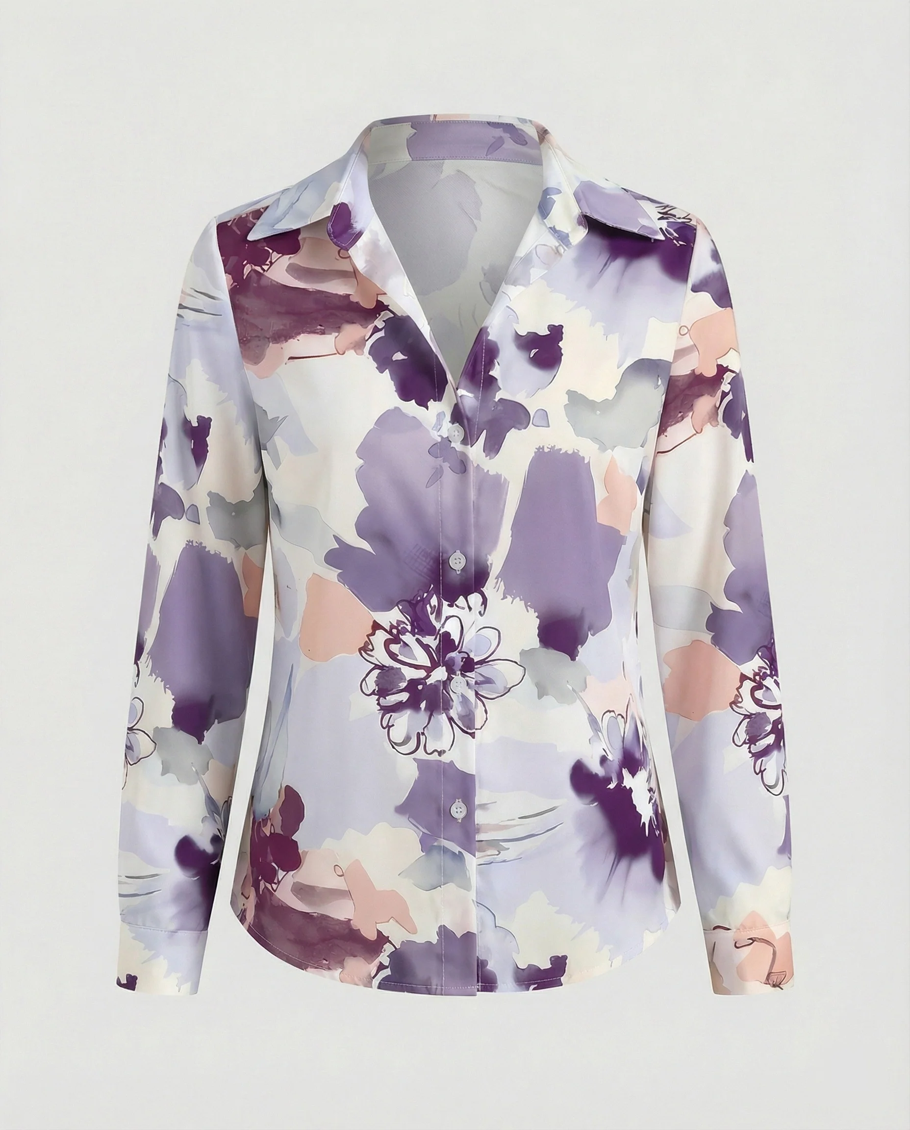 Hemdbluse Seidenoptik Damen Floral - Image 7