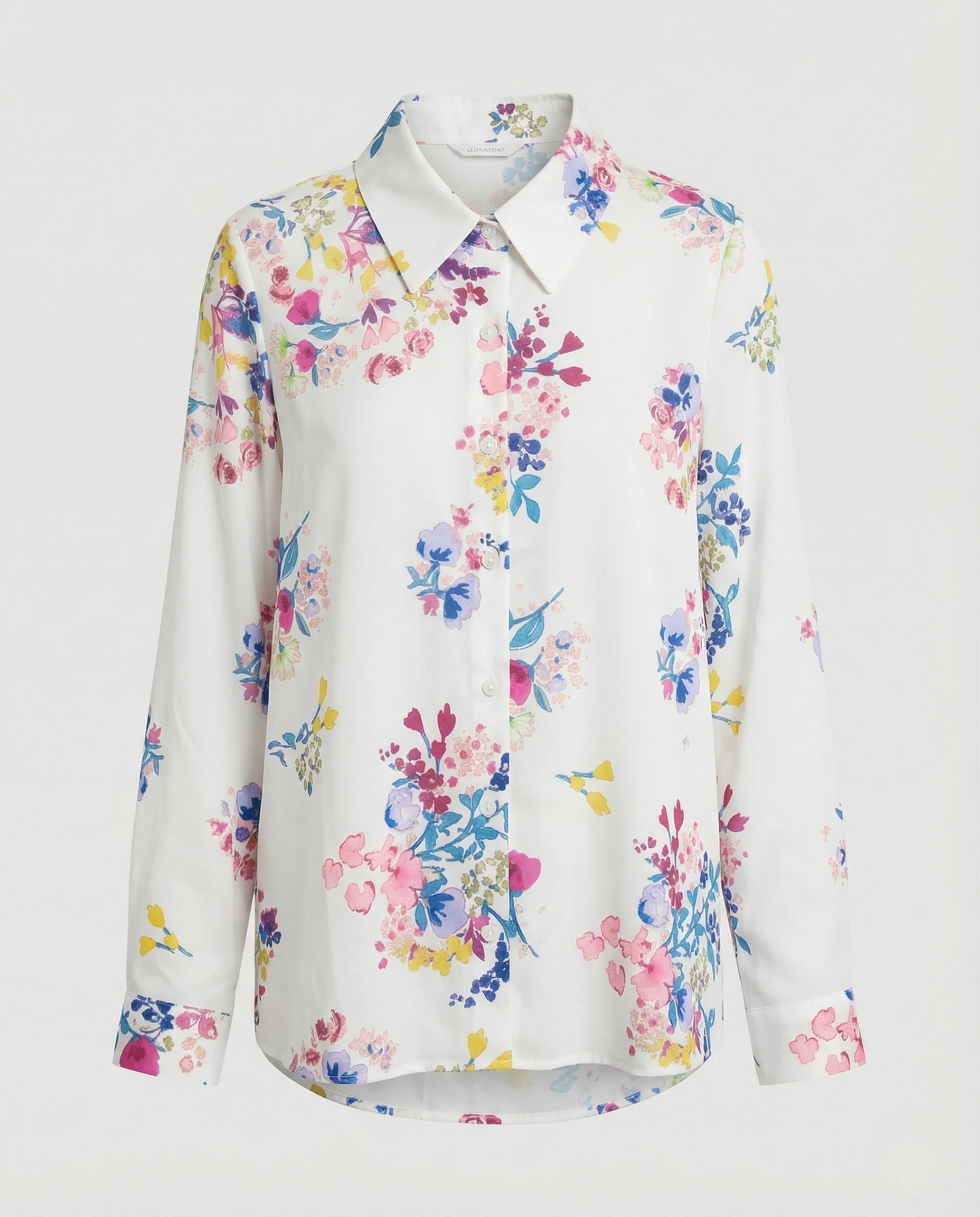 Hemdbluse Aquarell Print Damen Tailliert - Image 4