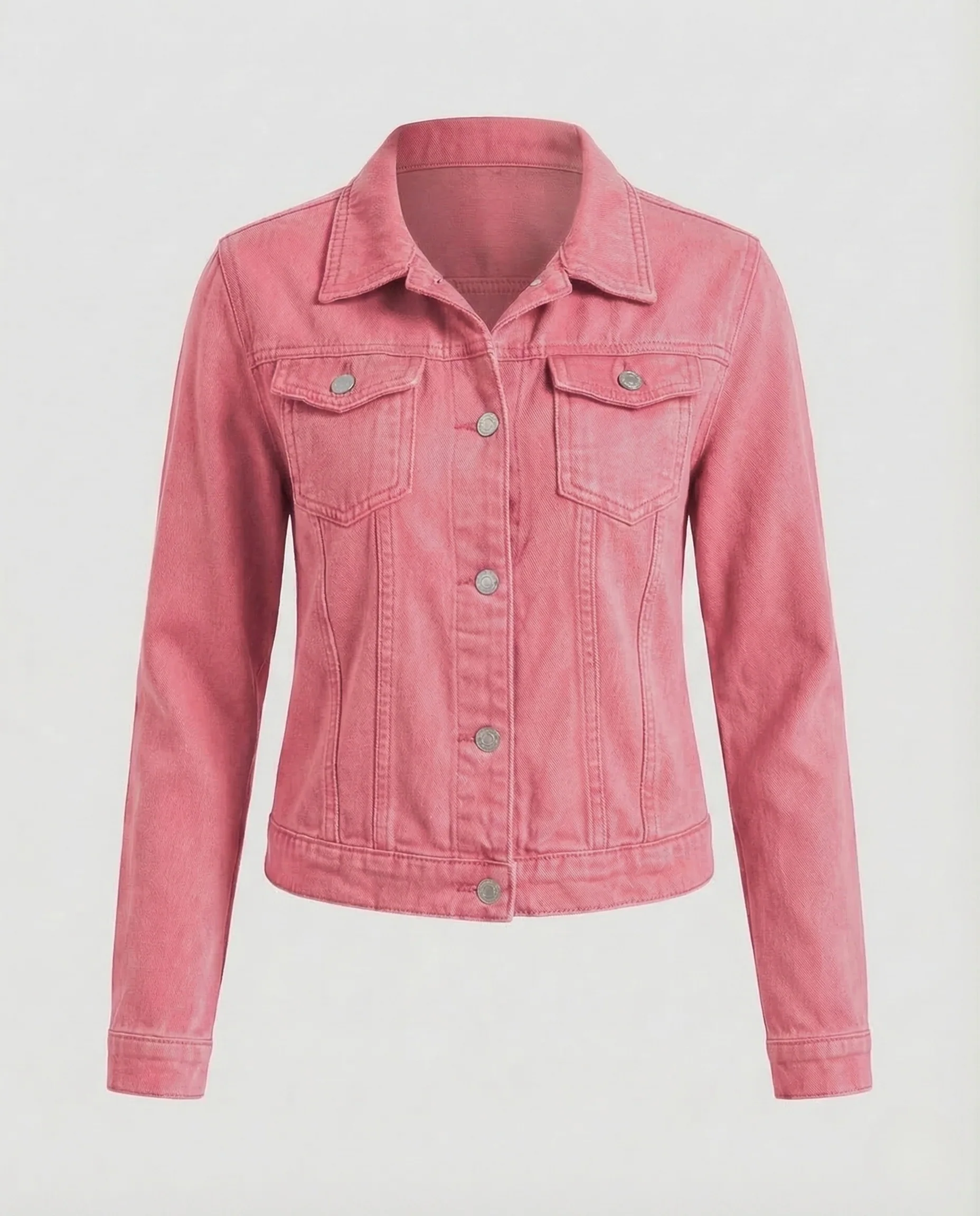 Damen Jeansjacke Tailliert Brusttaschen - Image 10