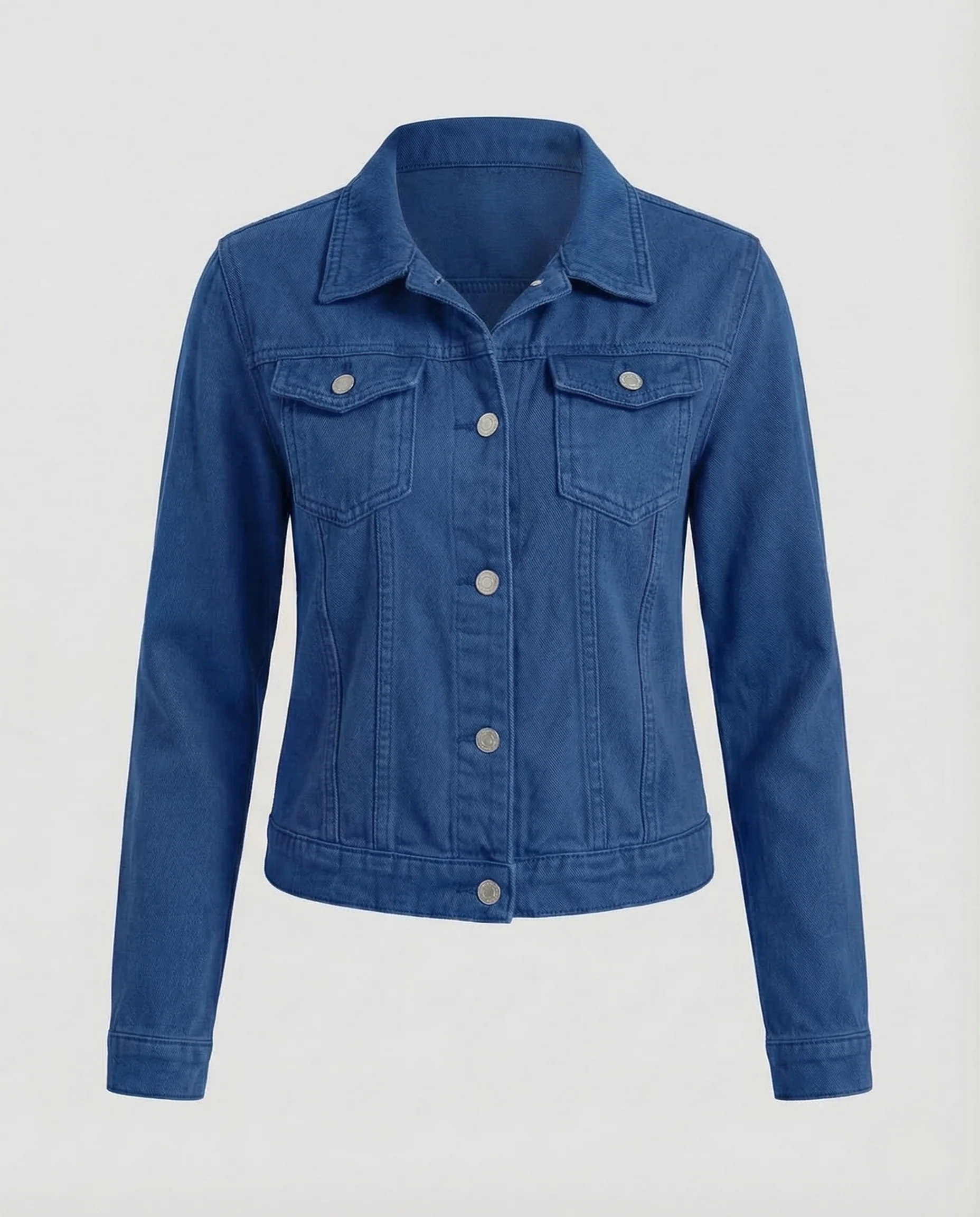 Damen Jeansjacke Tailliert Brusttaschen - Image 11