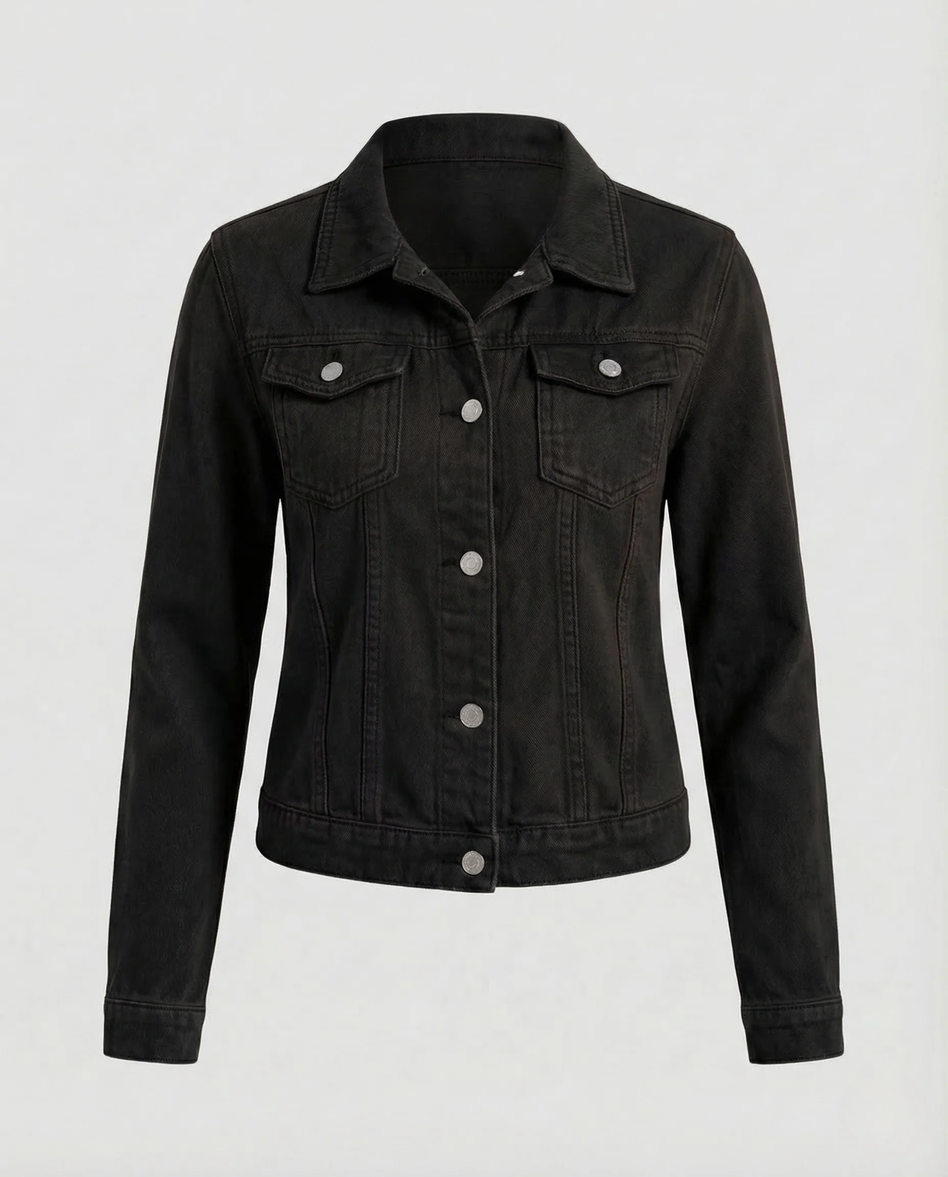 Damen Jeansjacke Tailliert Brusttaschen - Image 12