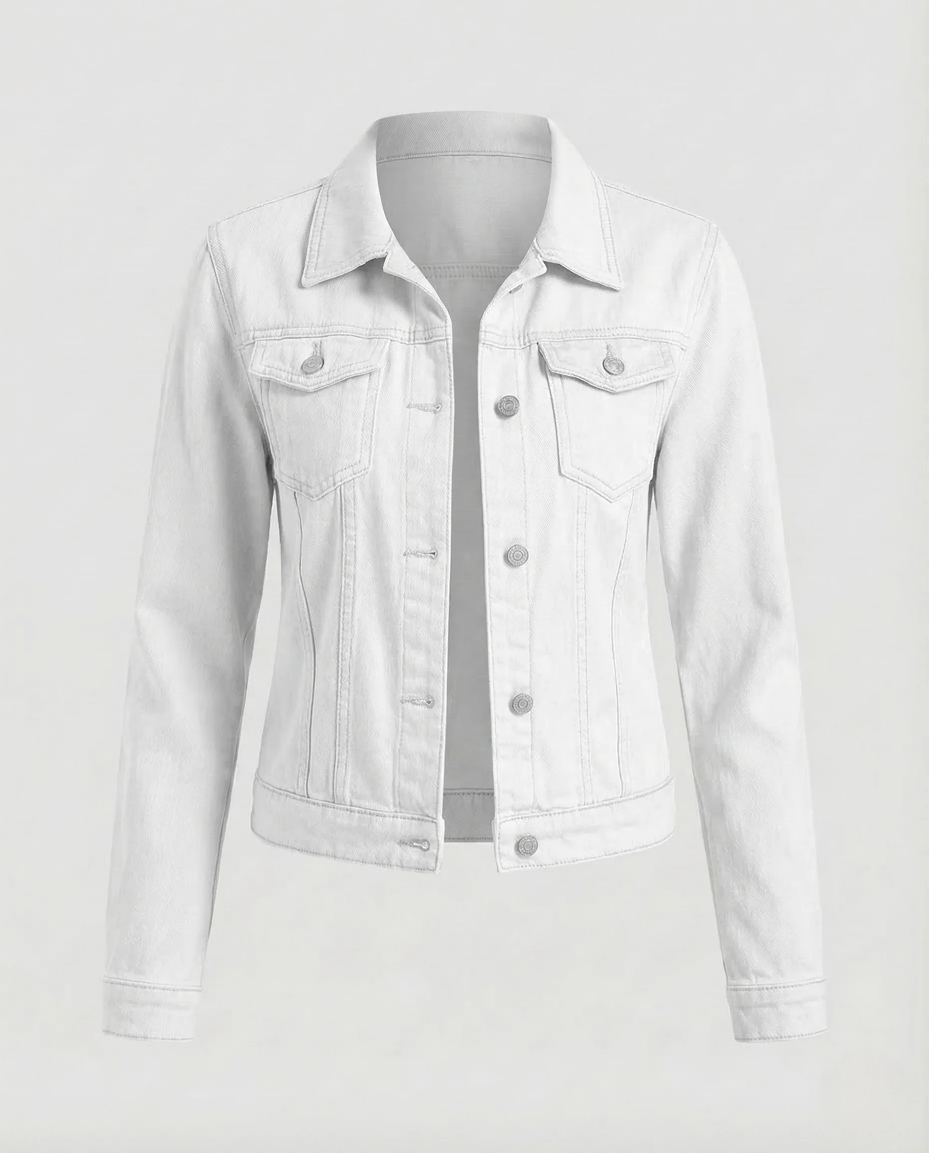 Damen Jeansjacke Tailliert Brusttaschen - Image 13