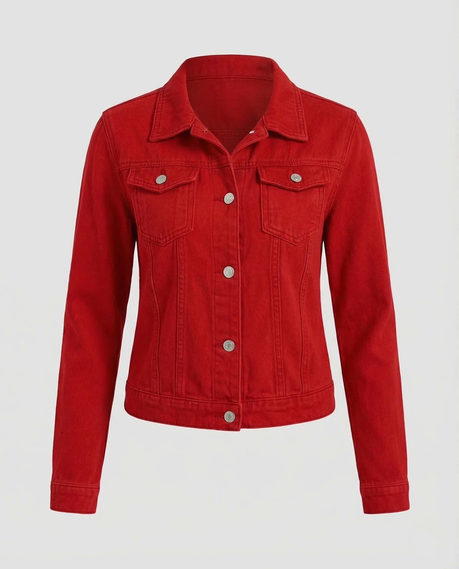 Damen Jeansjacke Tailliert Brusttaschen - Image 5