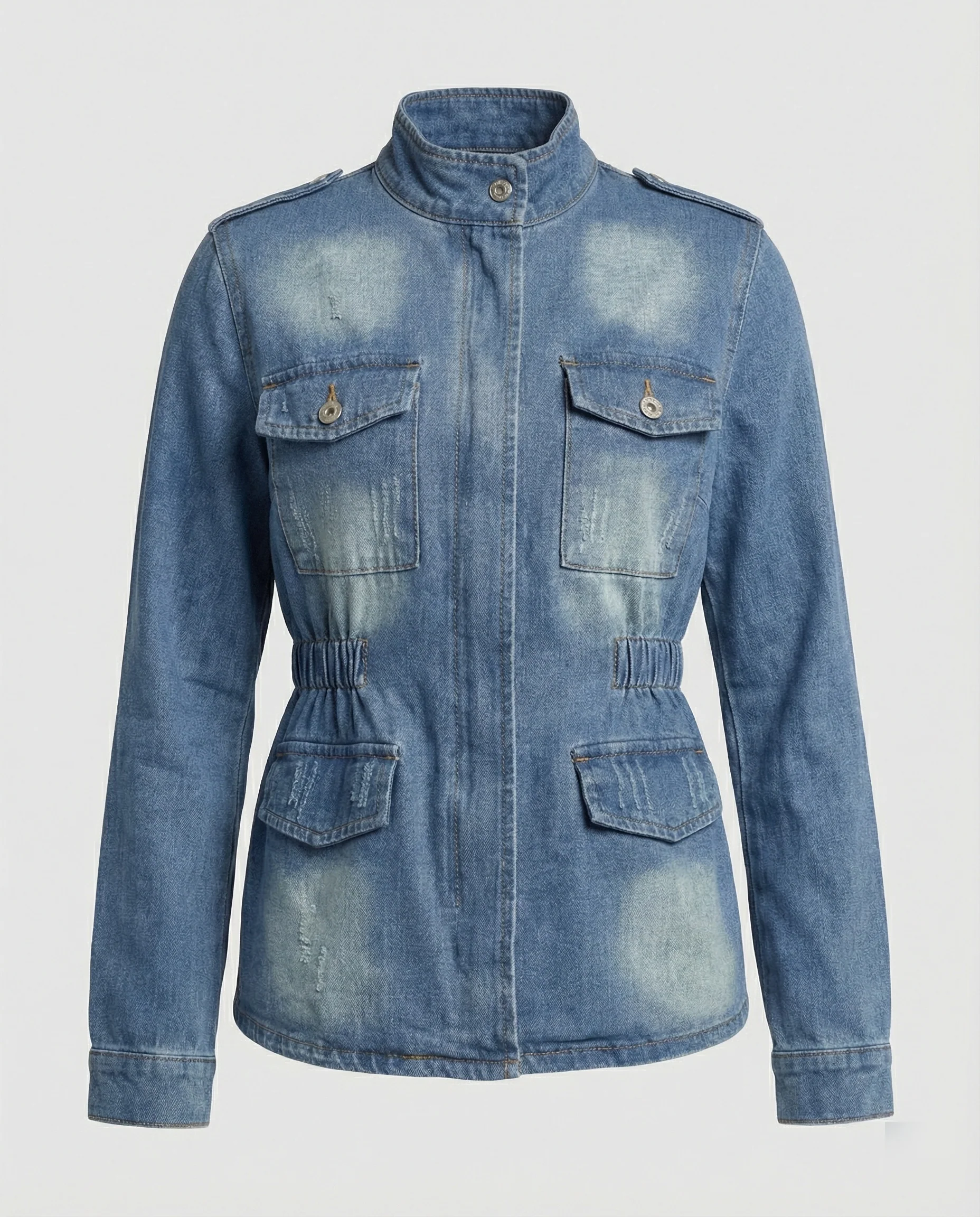 Damen Jeansjacke tailliert mit Taschen - Image 5