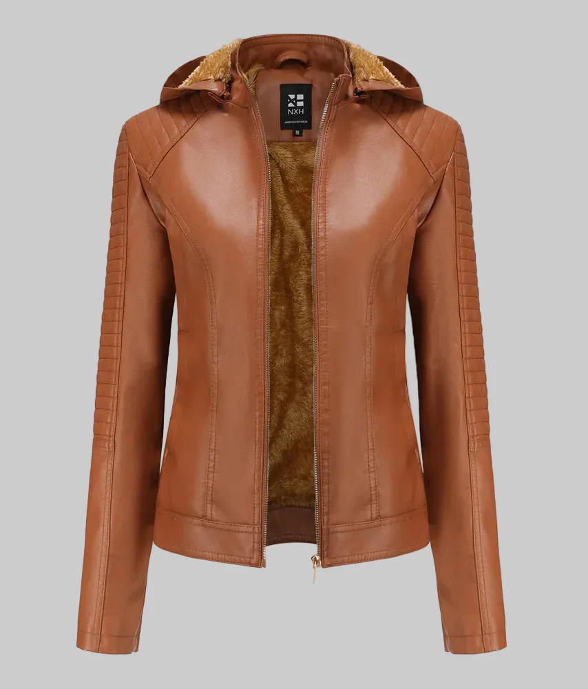 Übergangsjacke Damen Schwarz Teddyfutter - Image 5