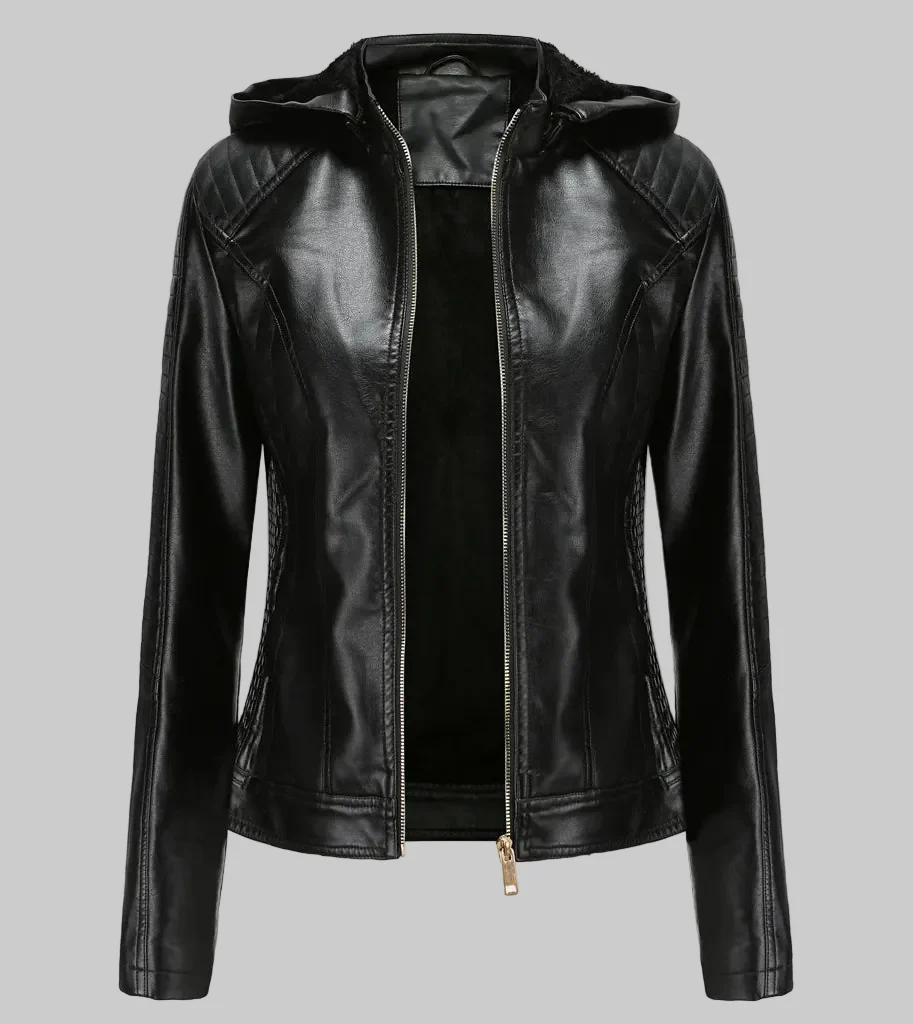 Übergangsjacke Damen Schwarz Teddyfutter - Image 6
