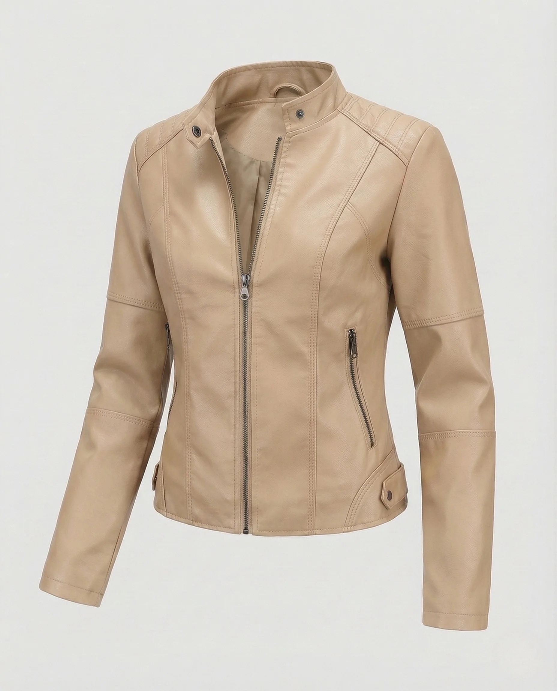 Damen Kunstlederjacke Tailliert - Image 12