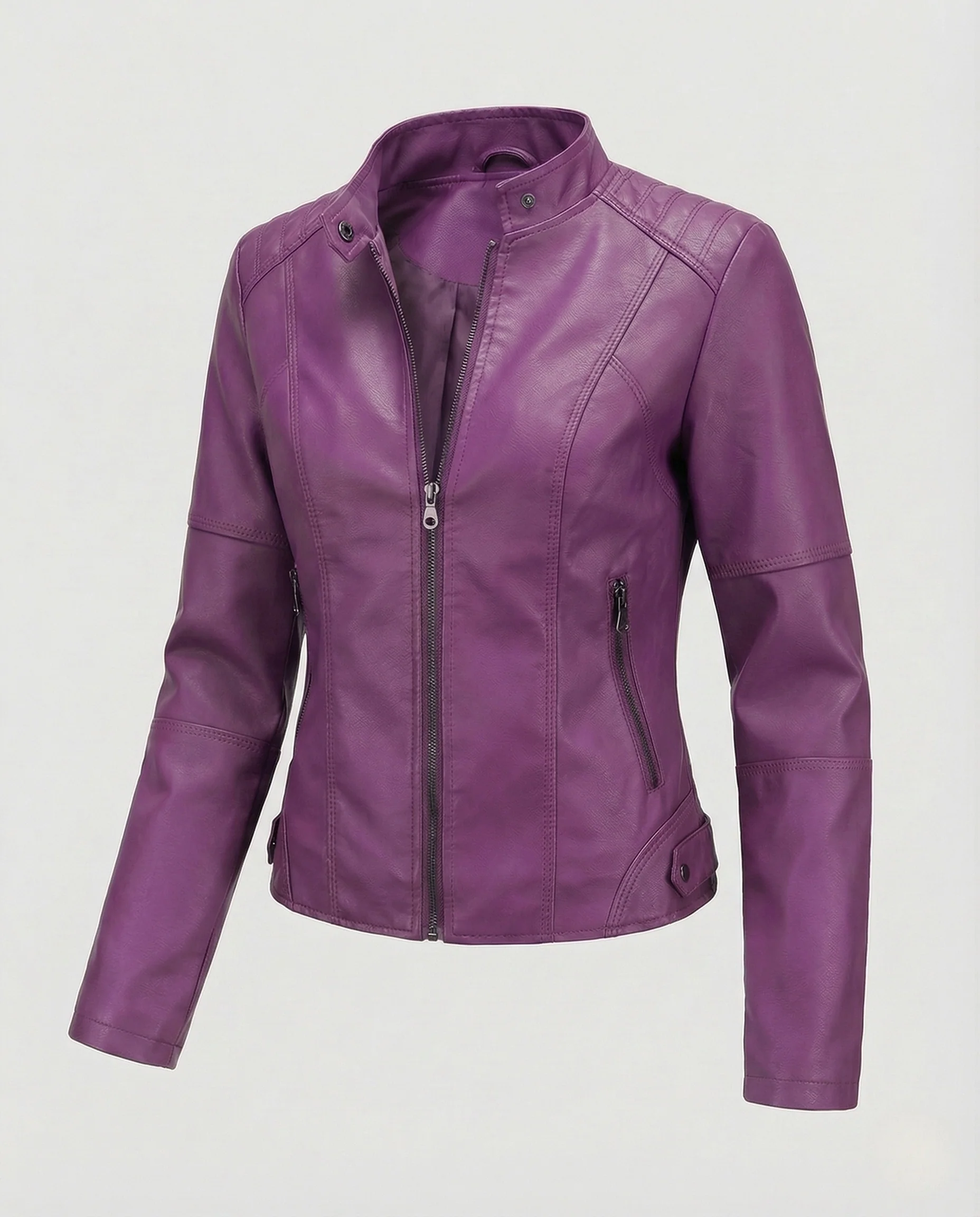 Damen Kunstlederjacke Tailliert - Image 14