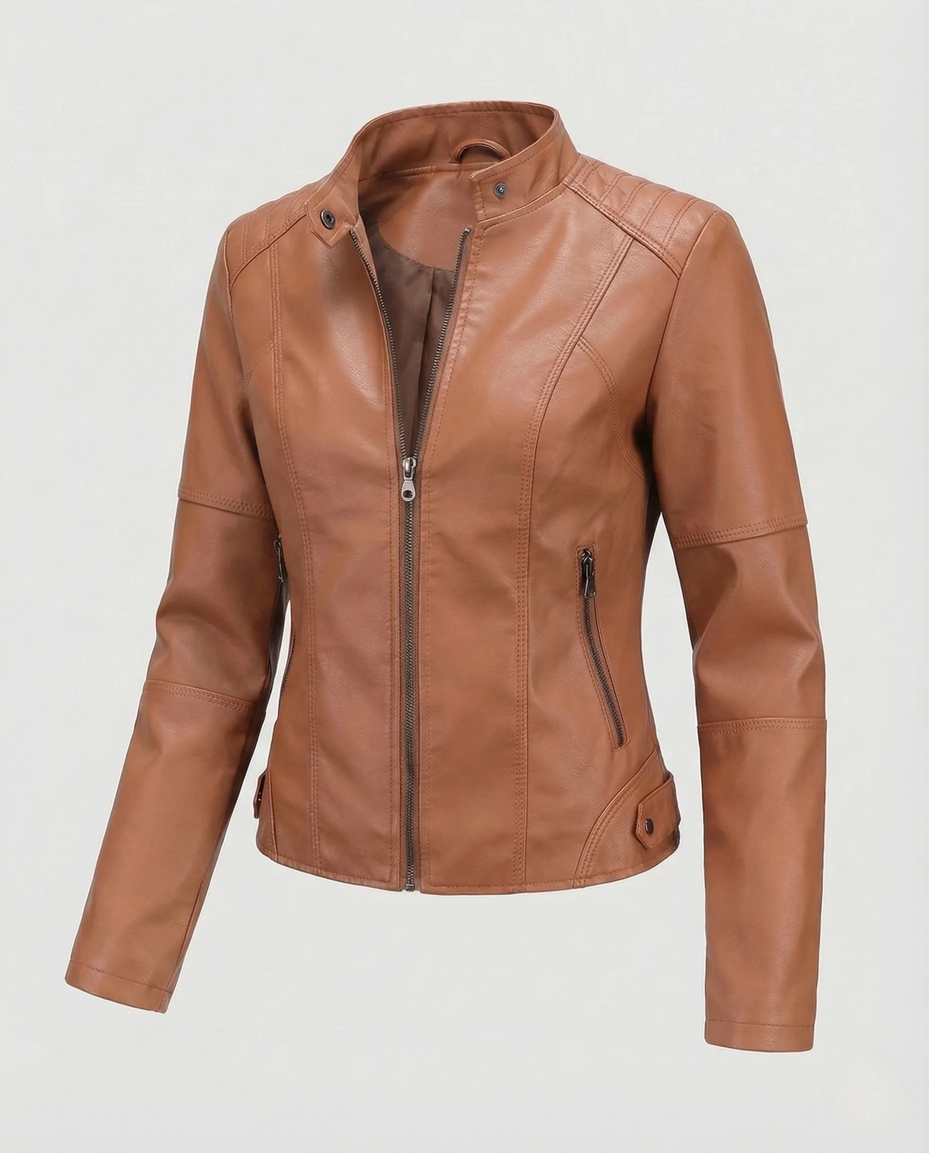 Damen Kunstlederjacke Tailliert - Image 6