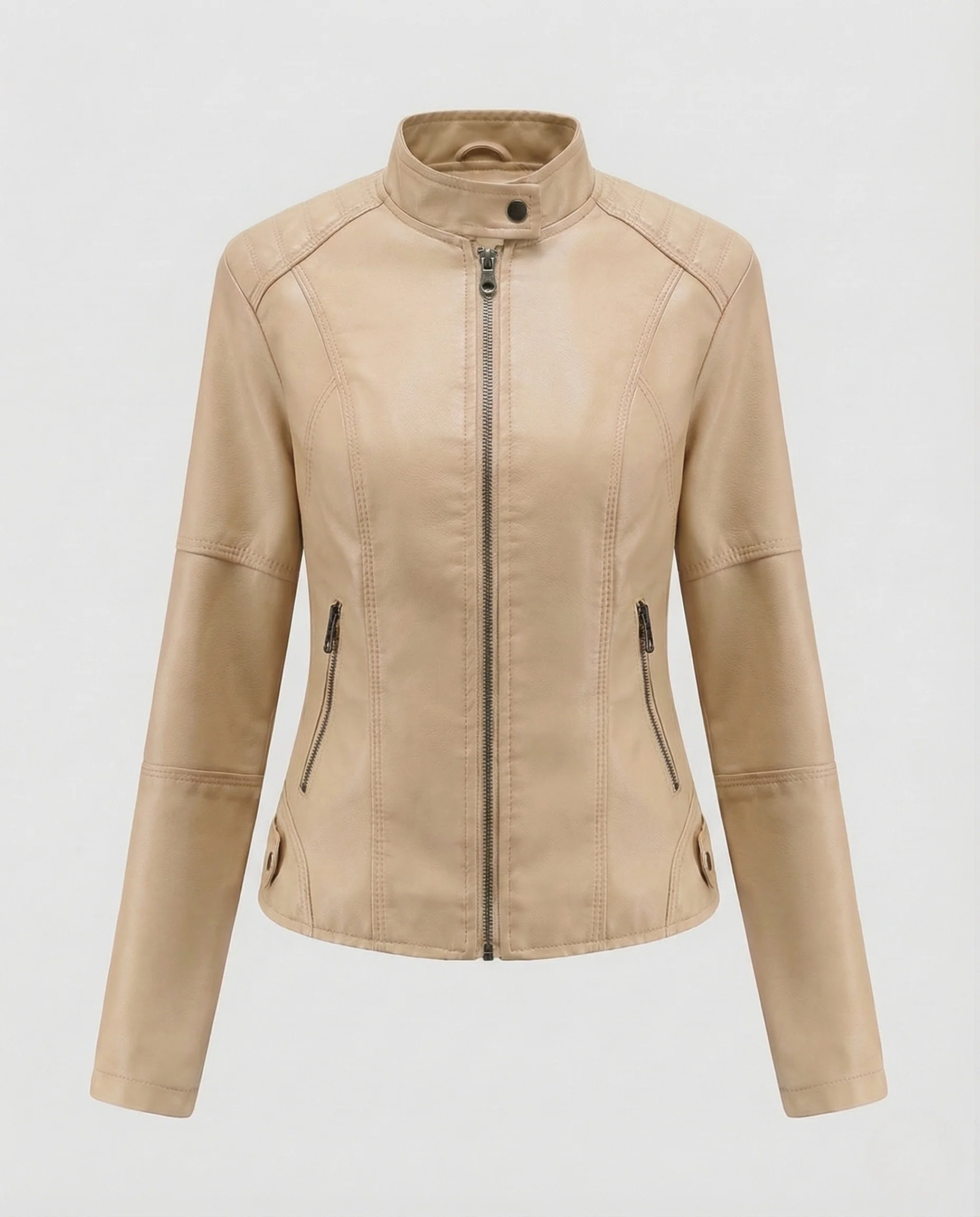 Damen Kunstlederjacke tailliert mit Stehkragen - Image 10