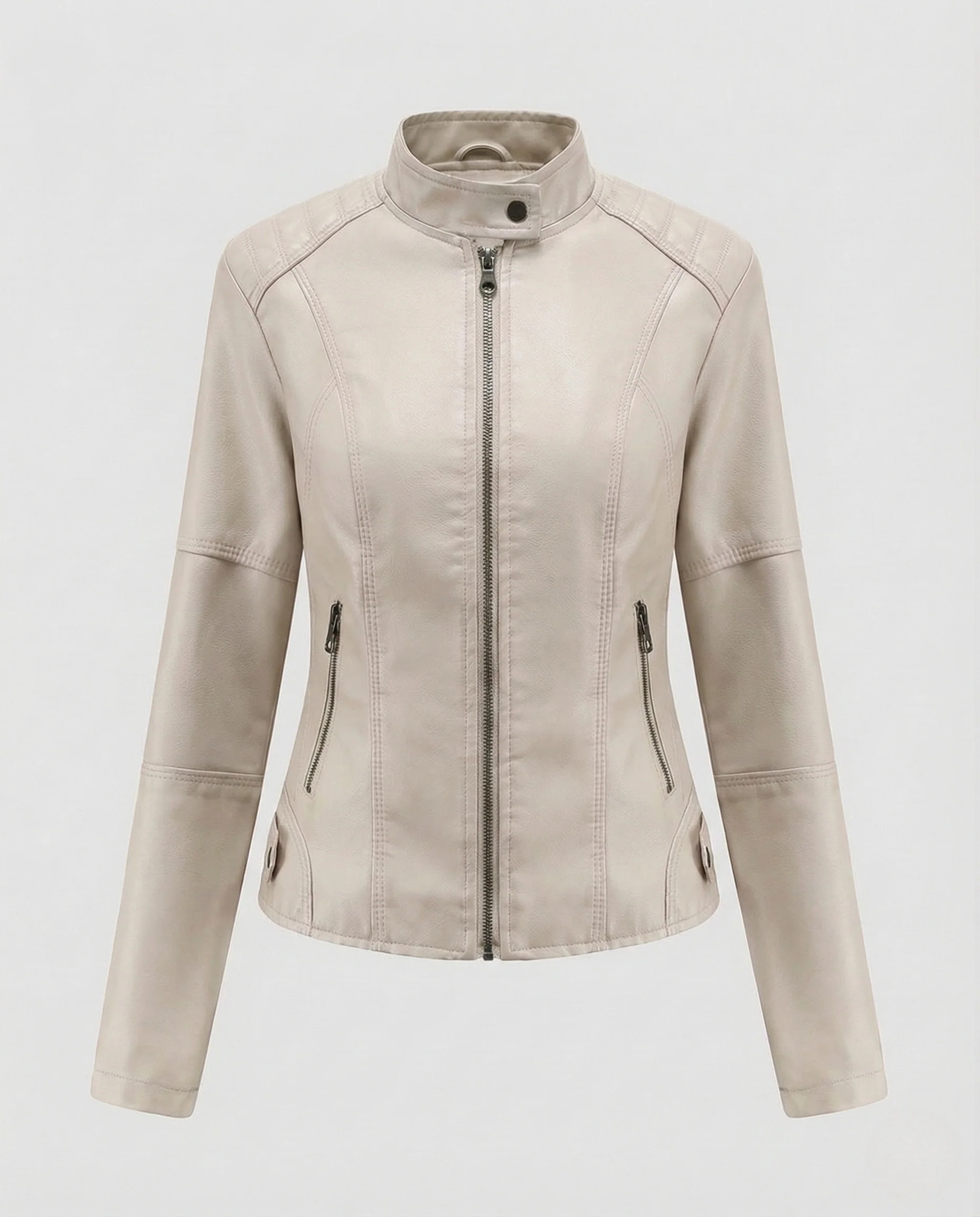 Damen Kunstlederjacke tailliert mit Stehkragen - Image 11