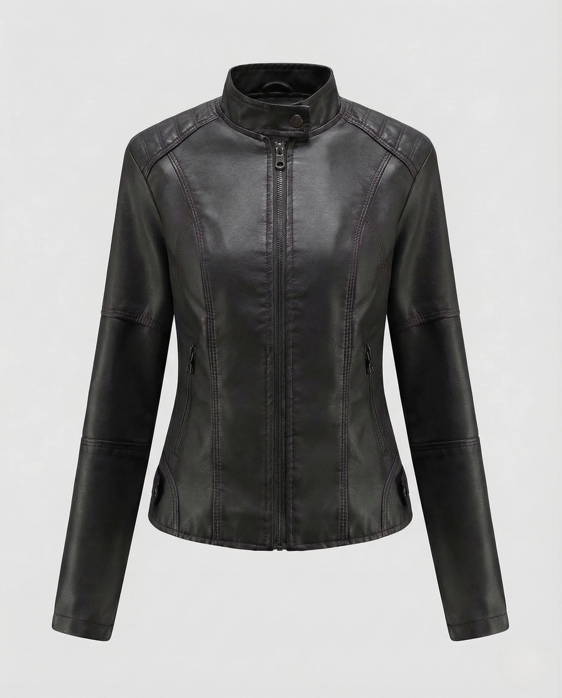 Damen Kunstlederjacke tailliert mit Stehkragen - Image 6
