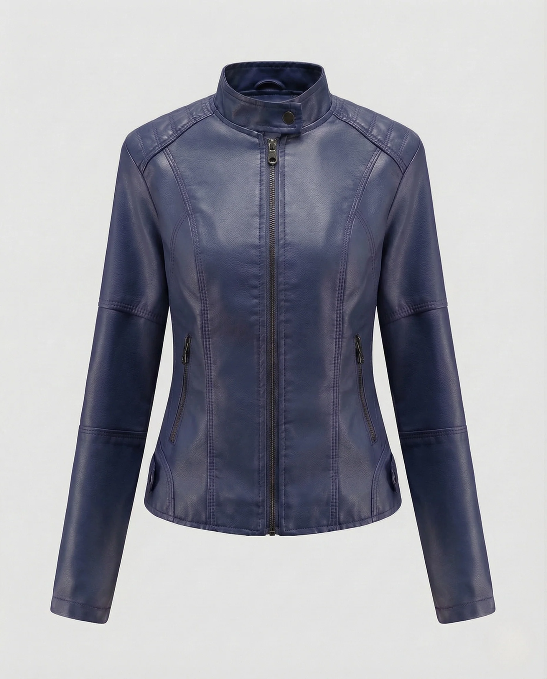 Damen Kunstlederjacke tailliert mit Stehkragen - Image 7