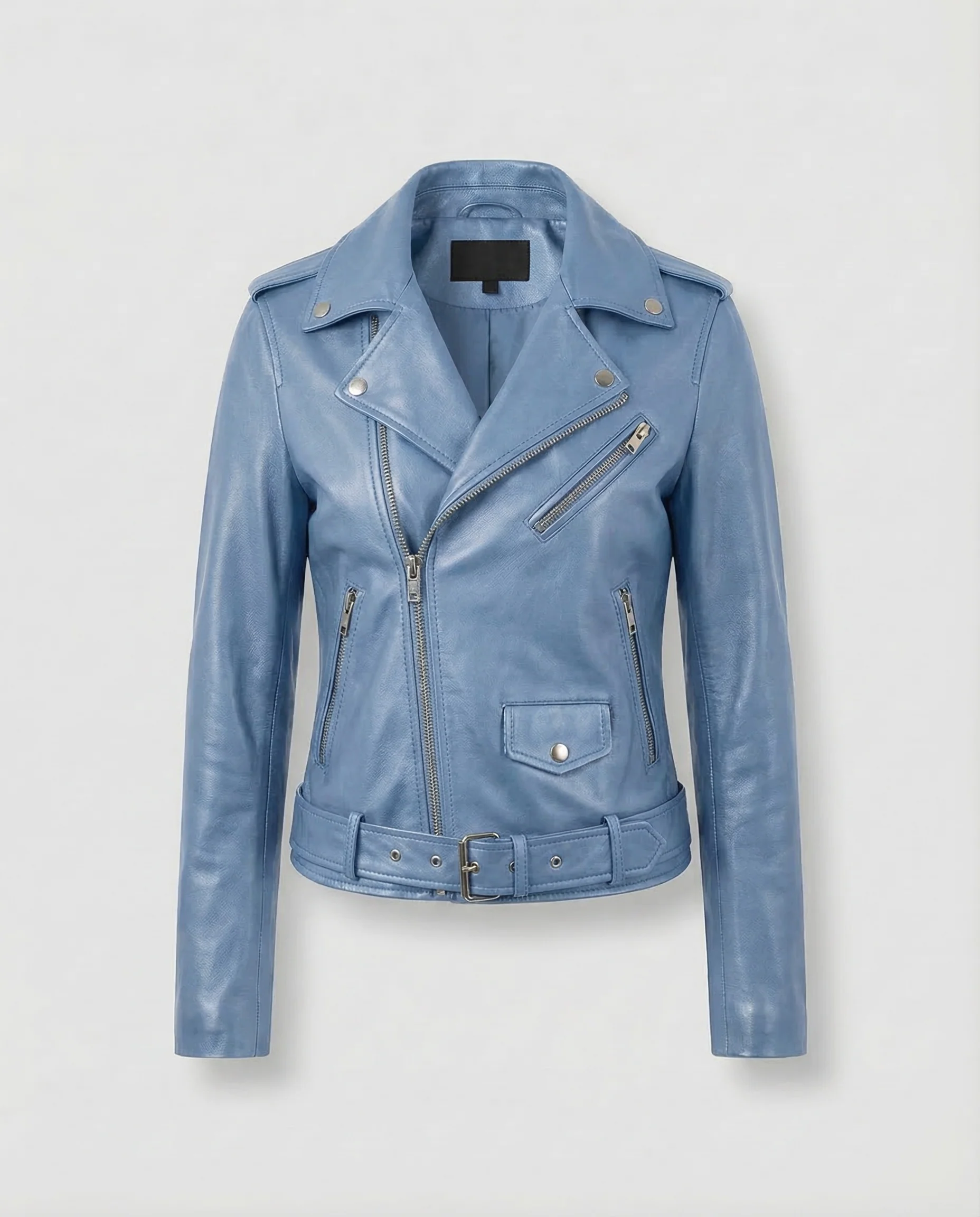 Damen Bikerjacke Kurz Kunstleder mit Reißverschluss - Image 5
