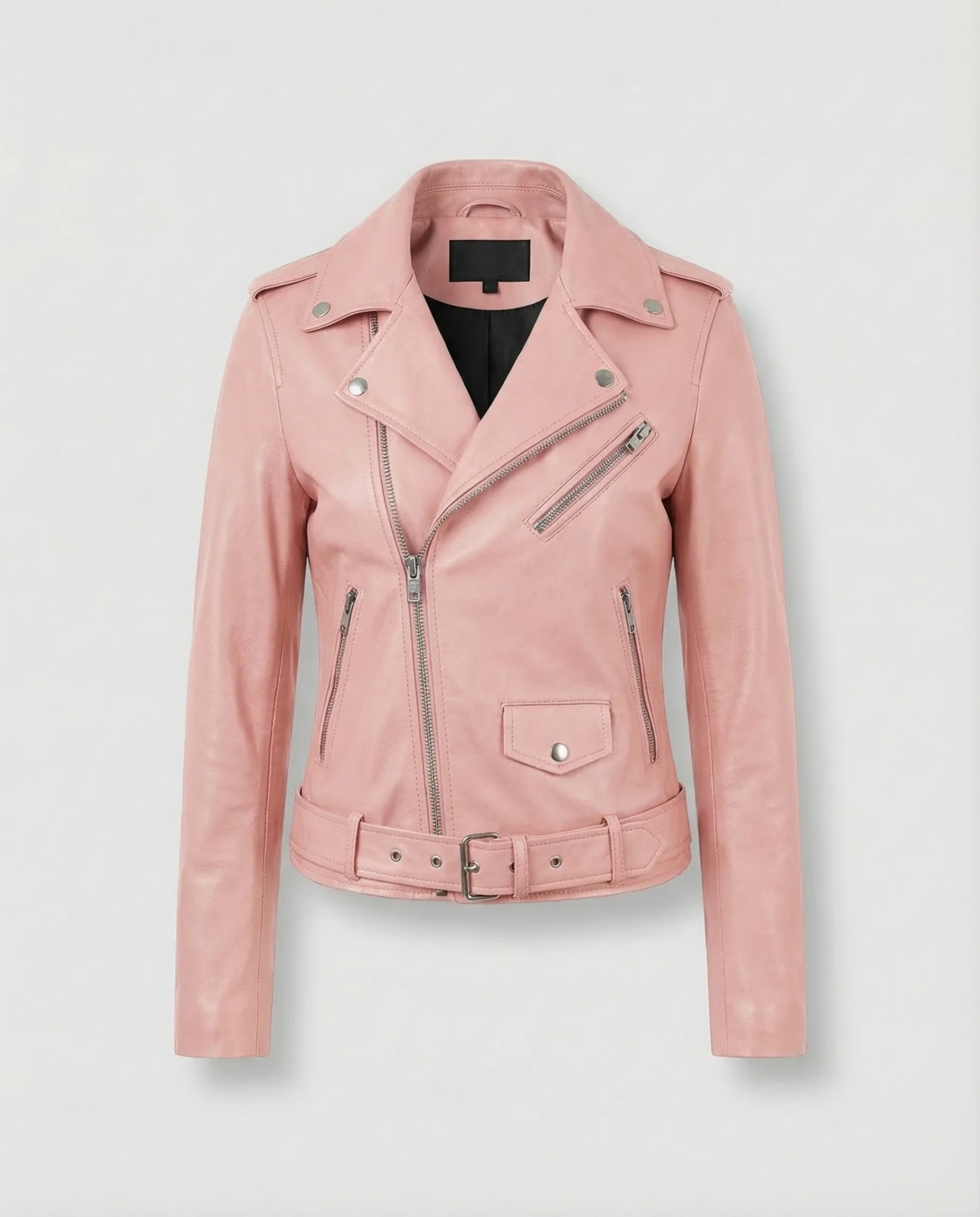 Damen Bikerjacke Kurz Kunstleder mit Reißverschluss - Image 8